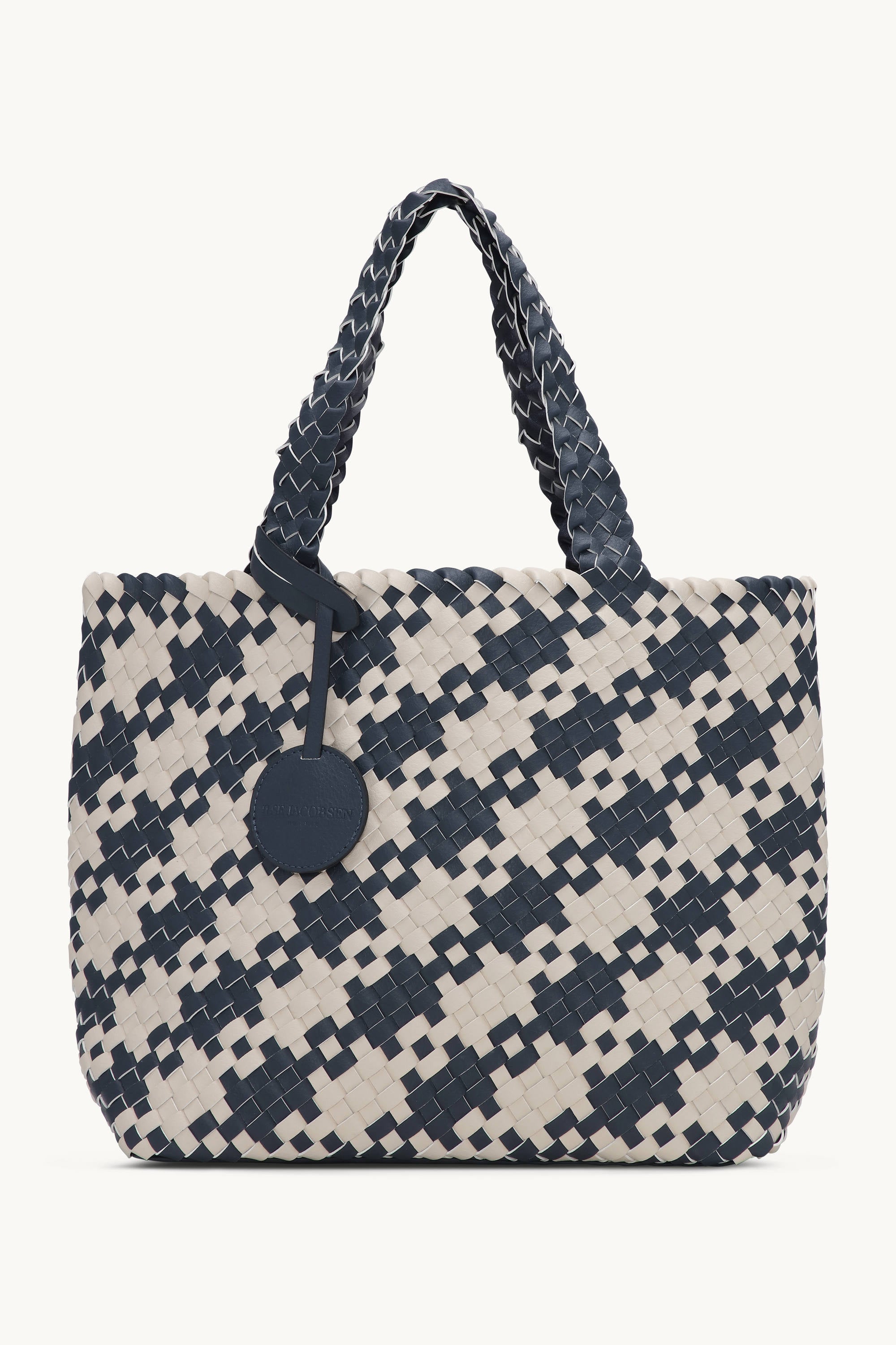 Houndstooth Braided Shopper - Ombre Blue light Sand