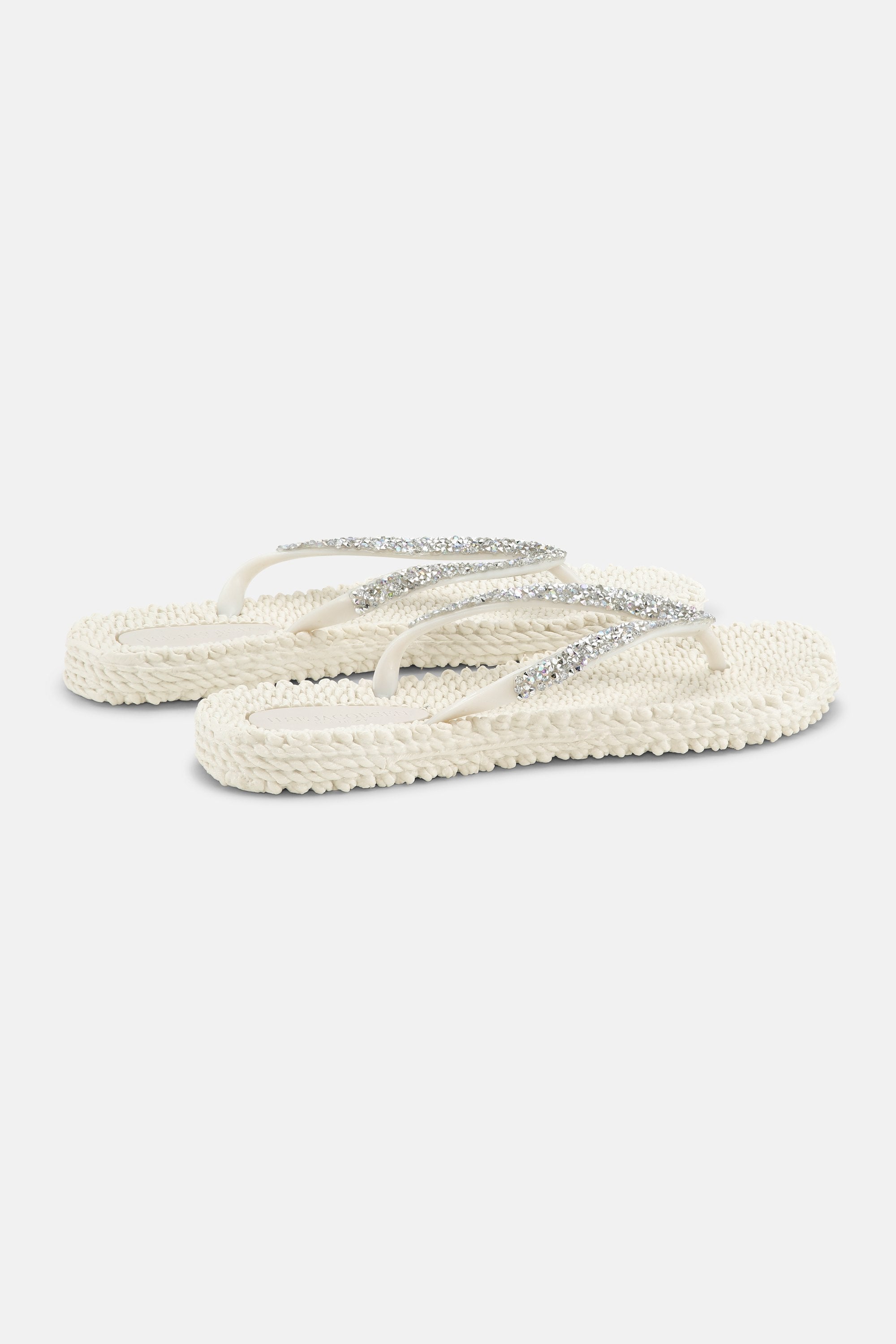 Flip Flops With Rhinestones - Creme