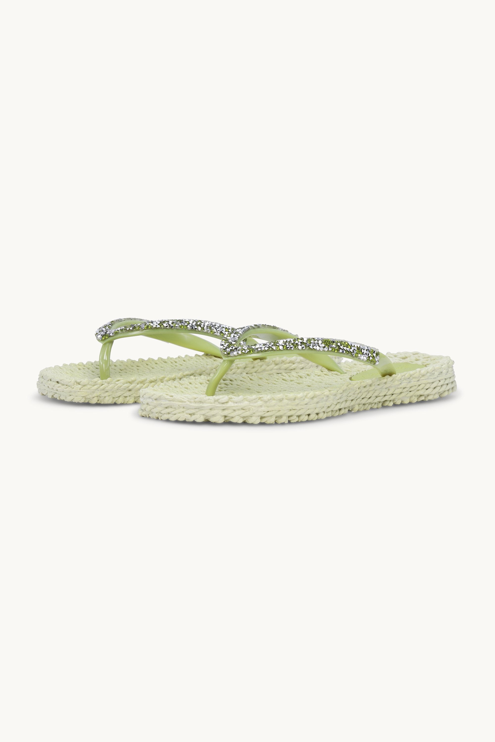 Flip Flops With Rhinestones - Moss