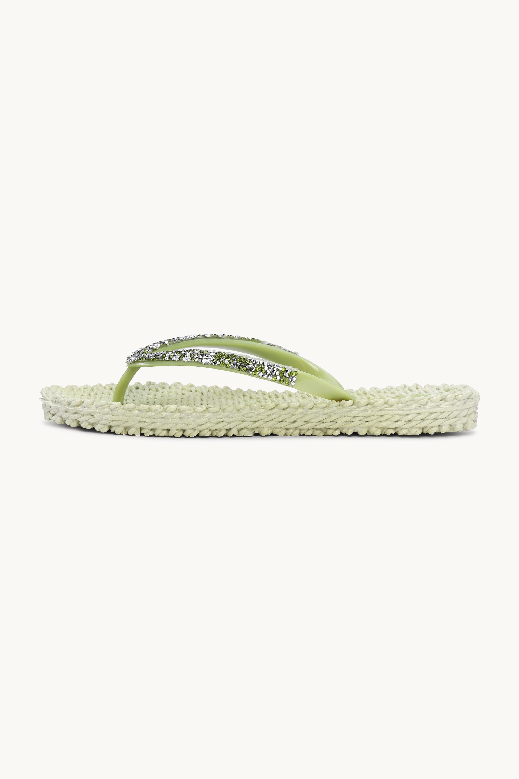 Flip Flops With Rhinestones - Moss