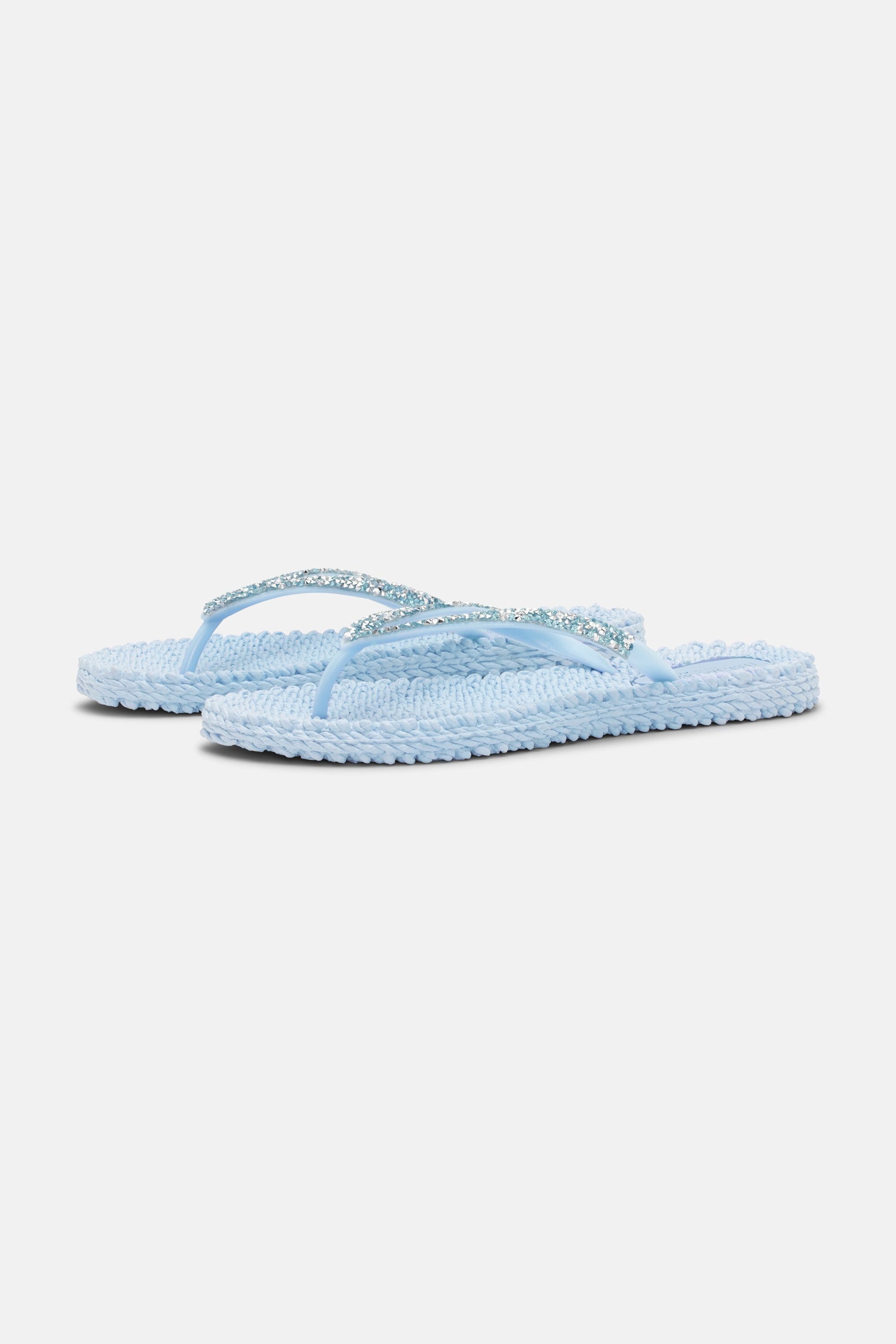 Flip Flops With Rhinestones - Blue Bell