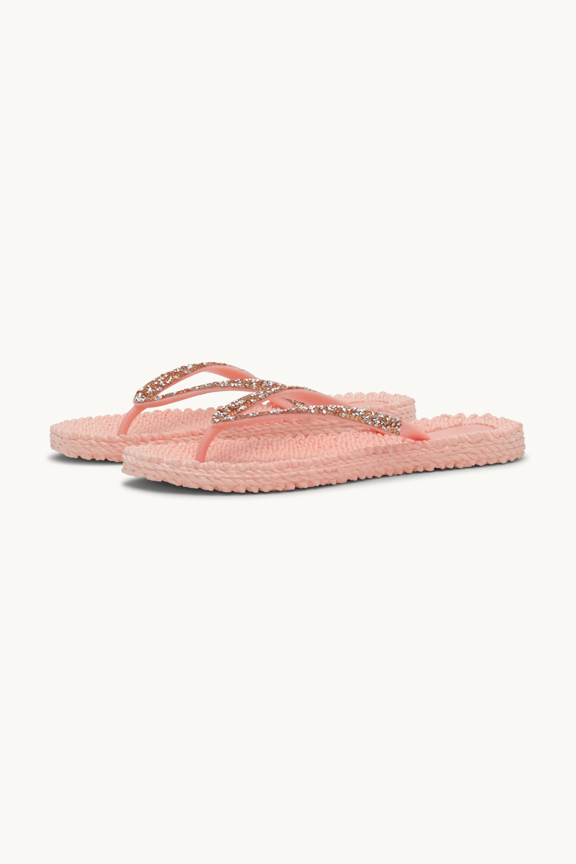 Flip Flops With Rhinestones - Soft Coral