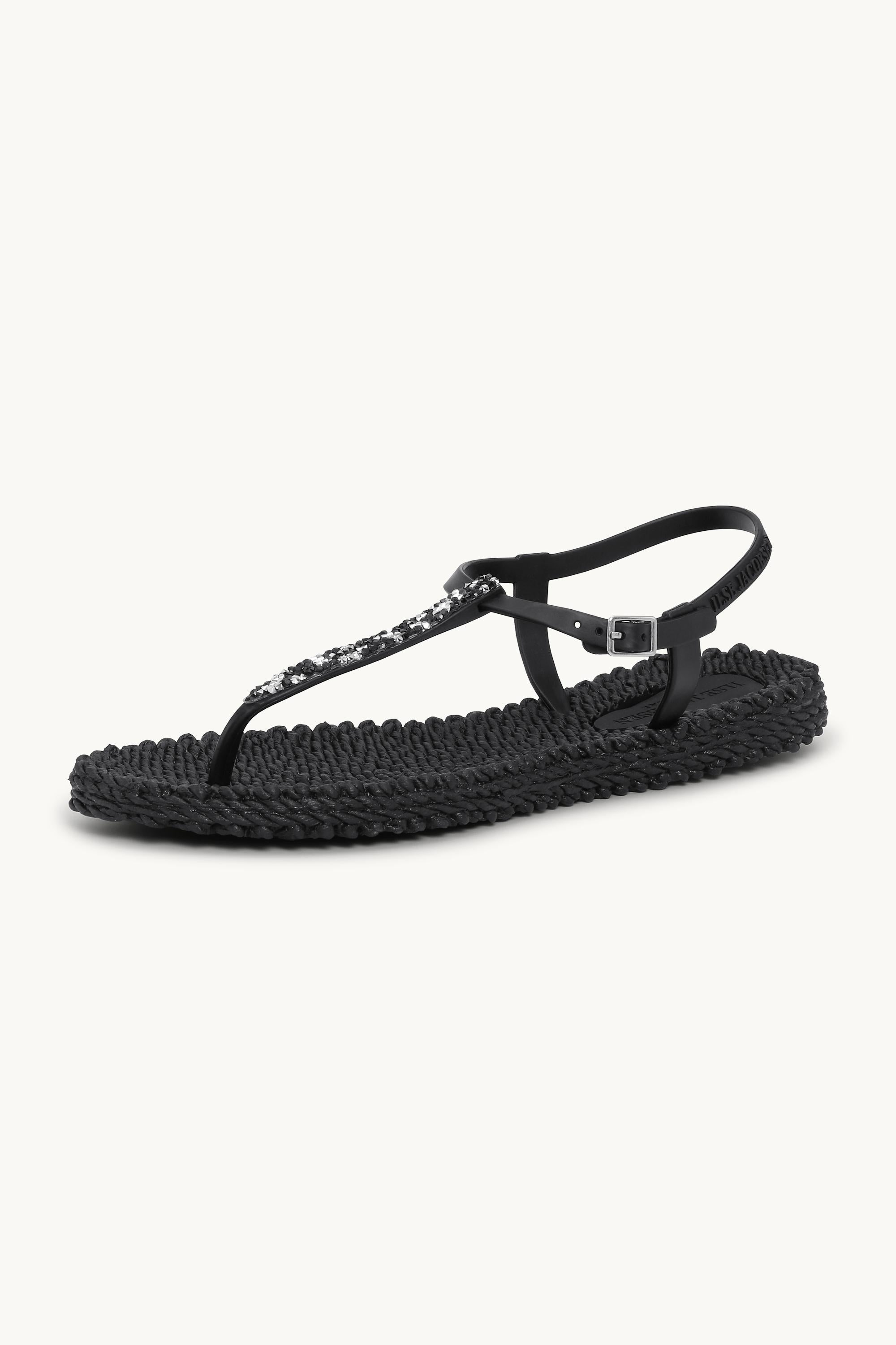 Flip Flops With Rhinestones - Black