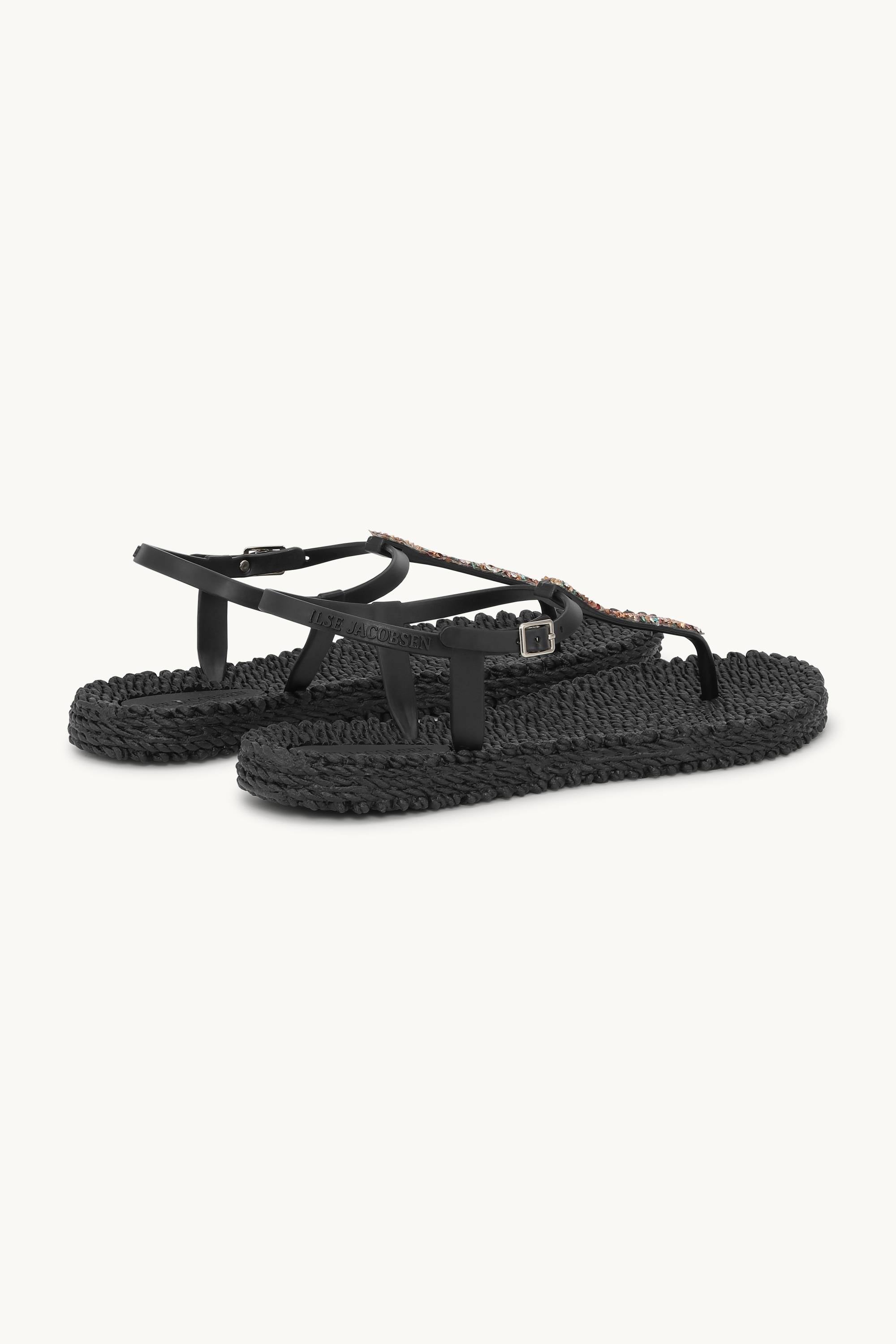 Flip Flops with Rhinestones - Black