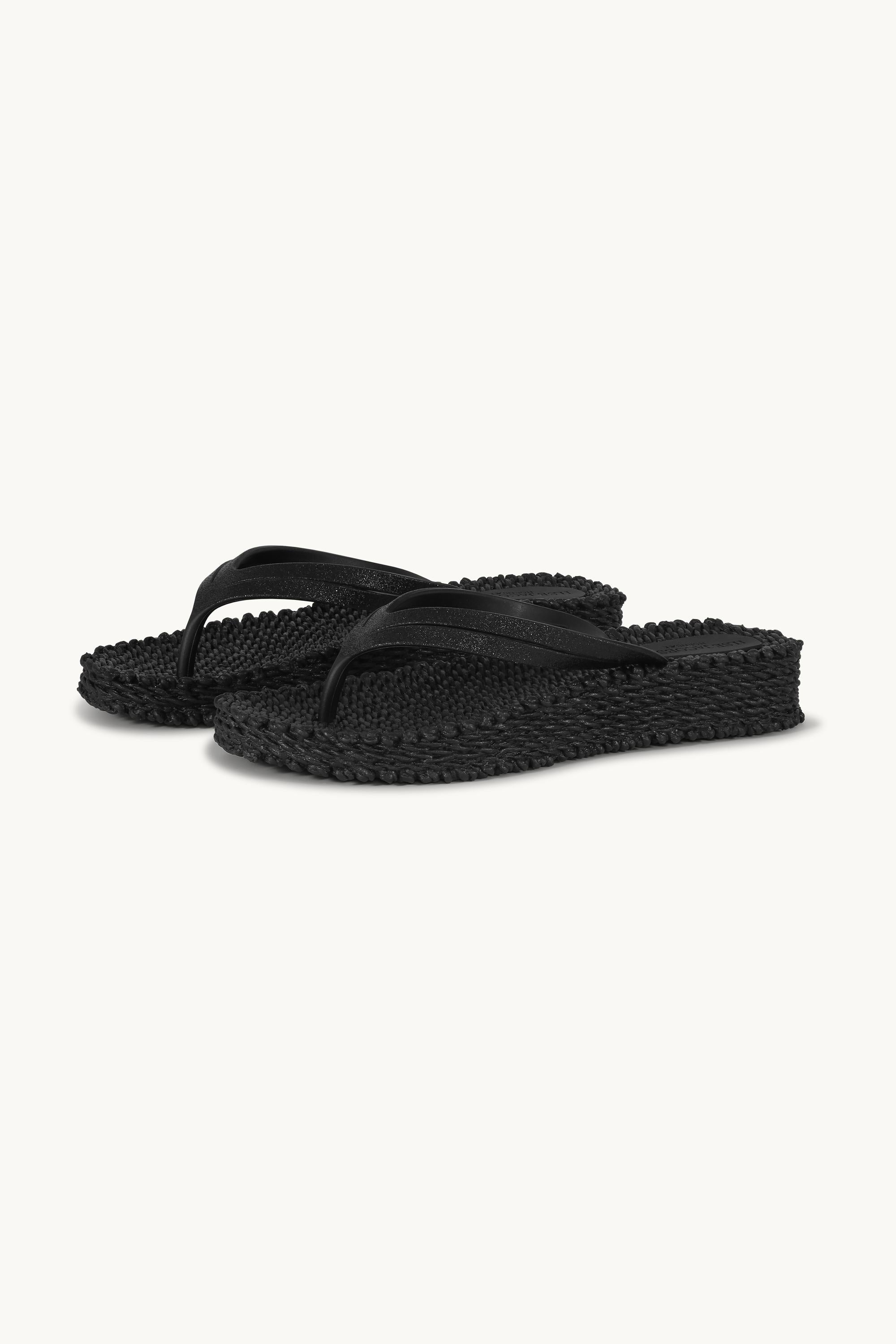 Plateau Flip-Flops Glitter - Black