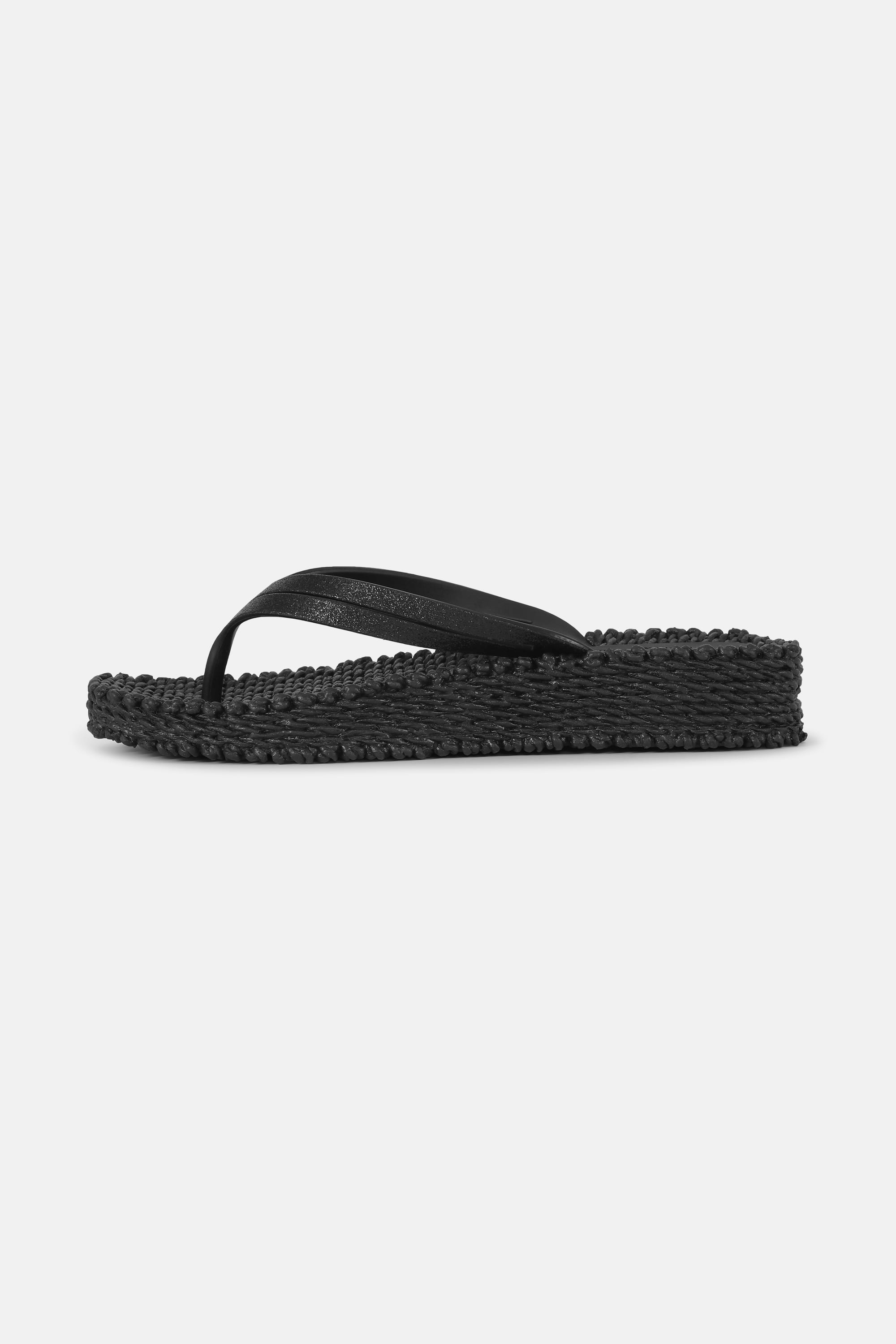 Plateau Flip-Flops Glitter - Black