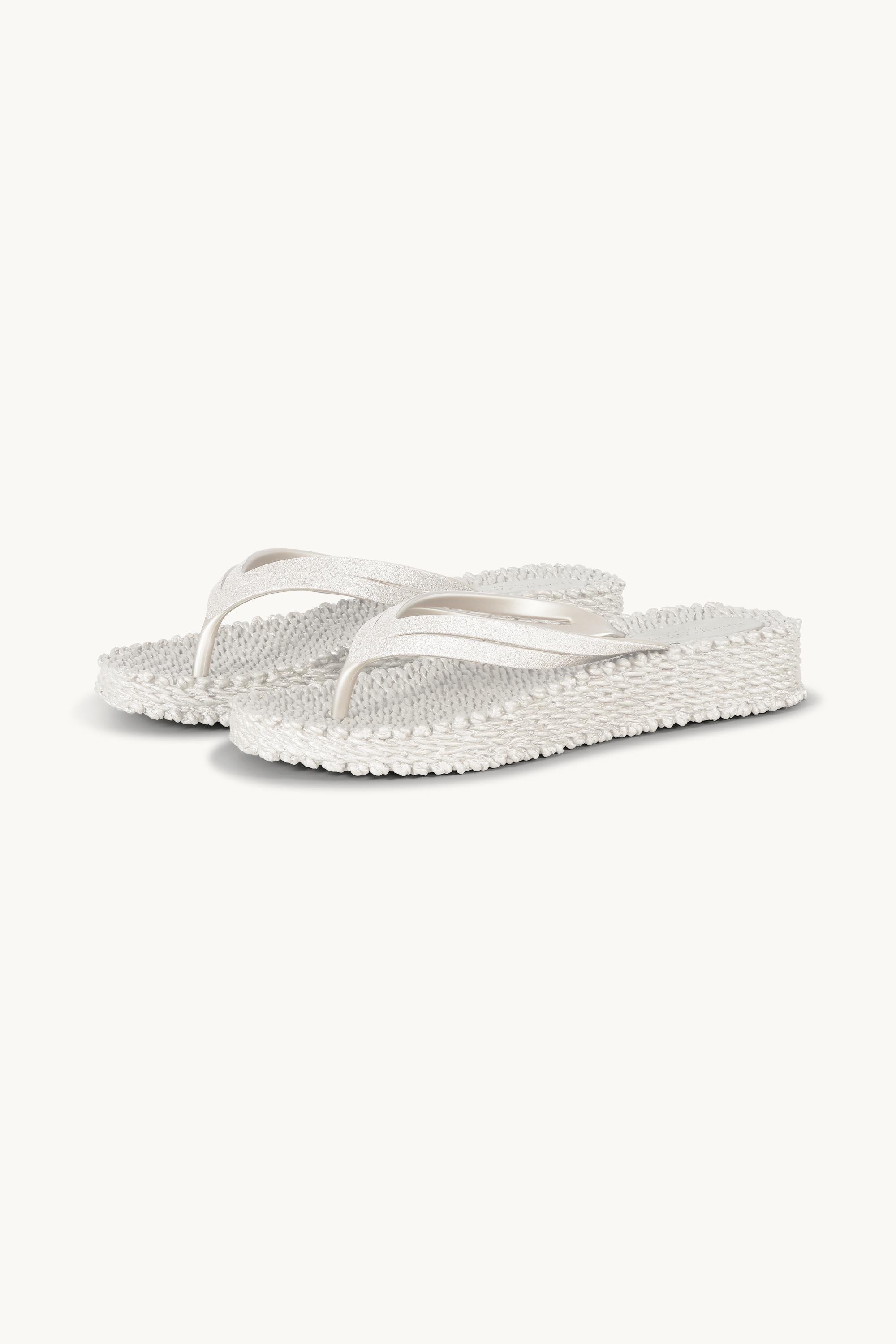 Plateau Flip-Flops Glitter - Creme