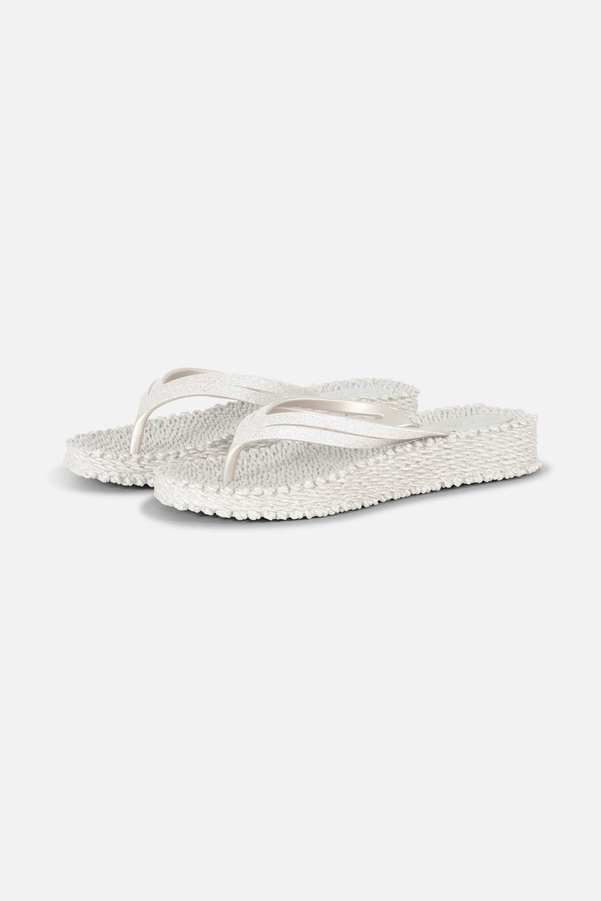 Plateau Flip-Flops Glitter - Creme