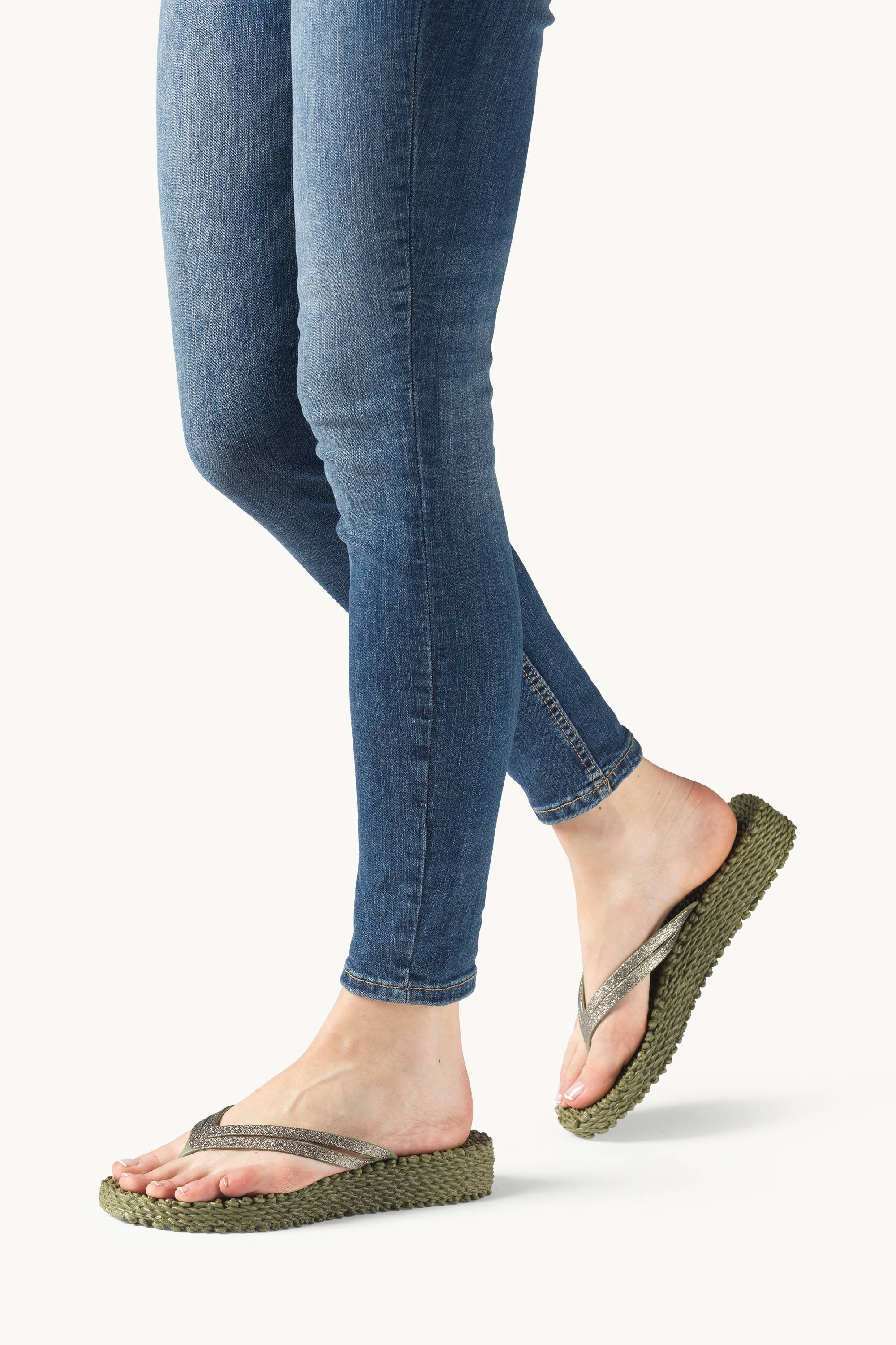 Plateau Flip-Flops Glitter - Sphagnum
