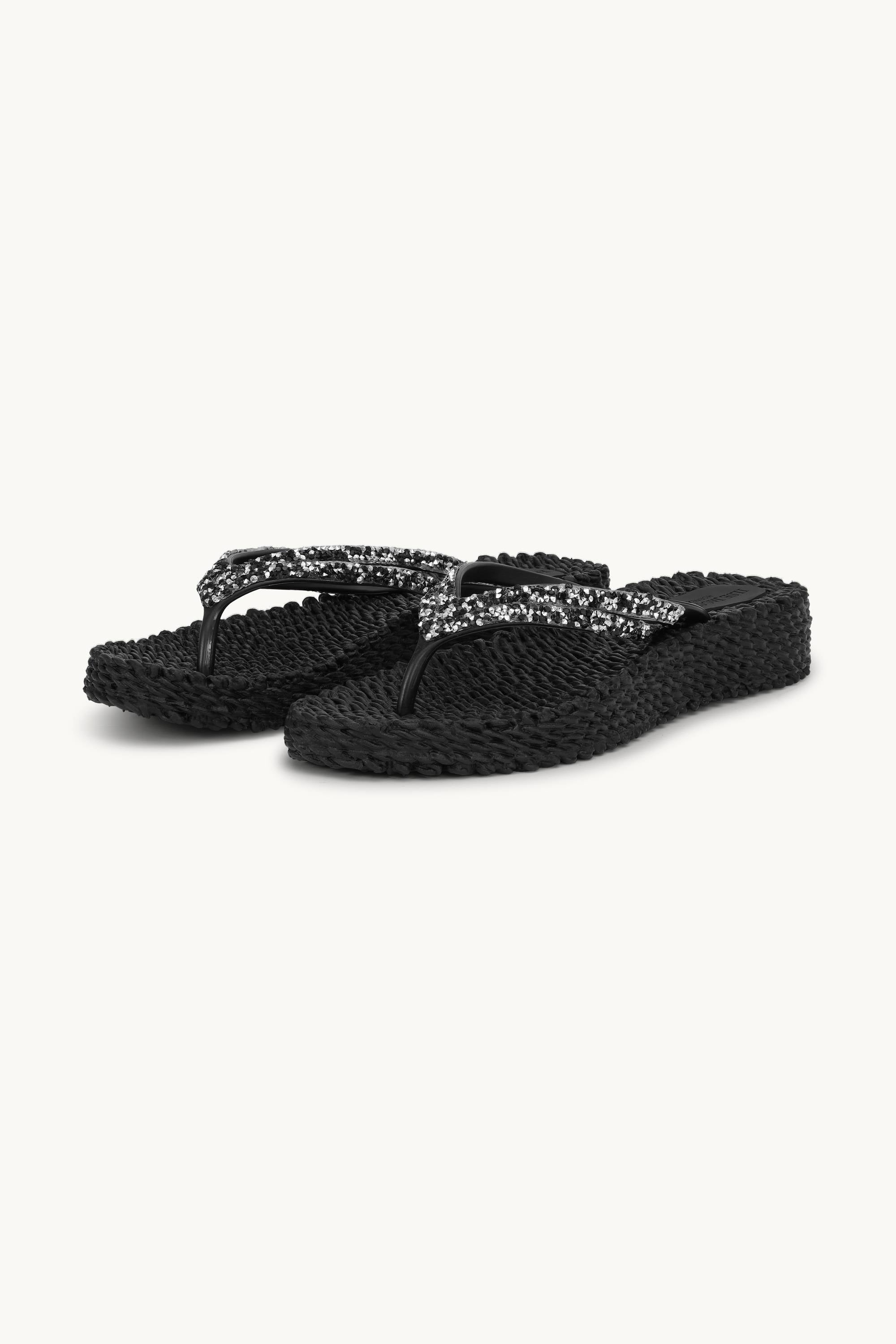 Plateau Flip-Flops Glitzersteine - Black