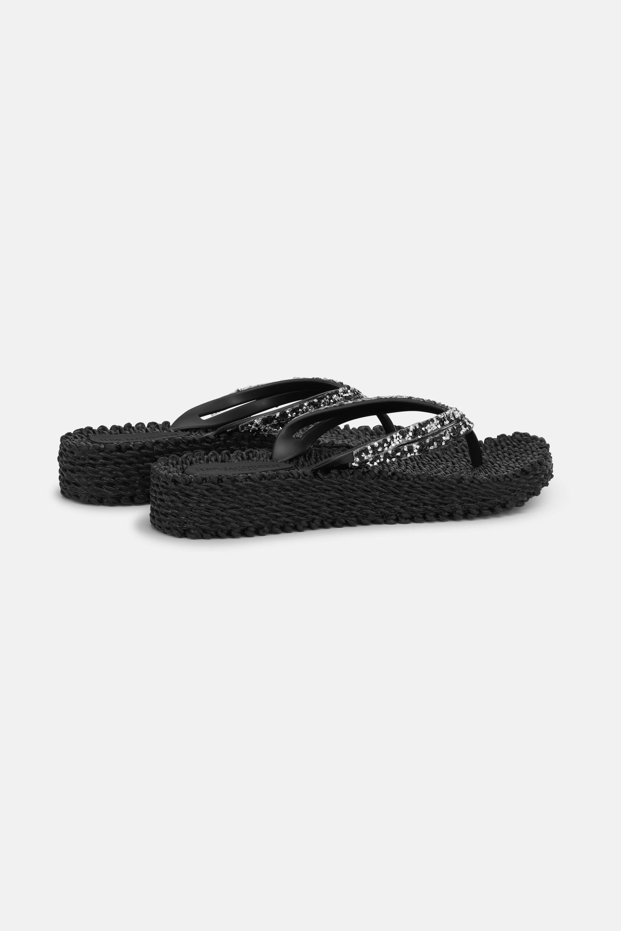 Plateau Flip-Flops Glitzersteine - Black