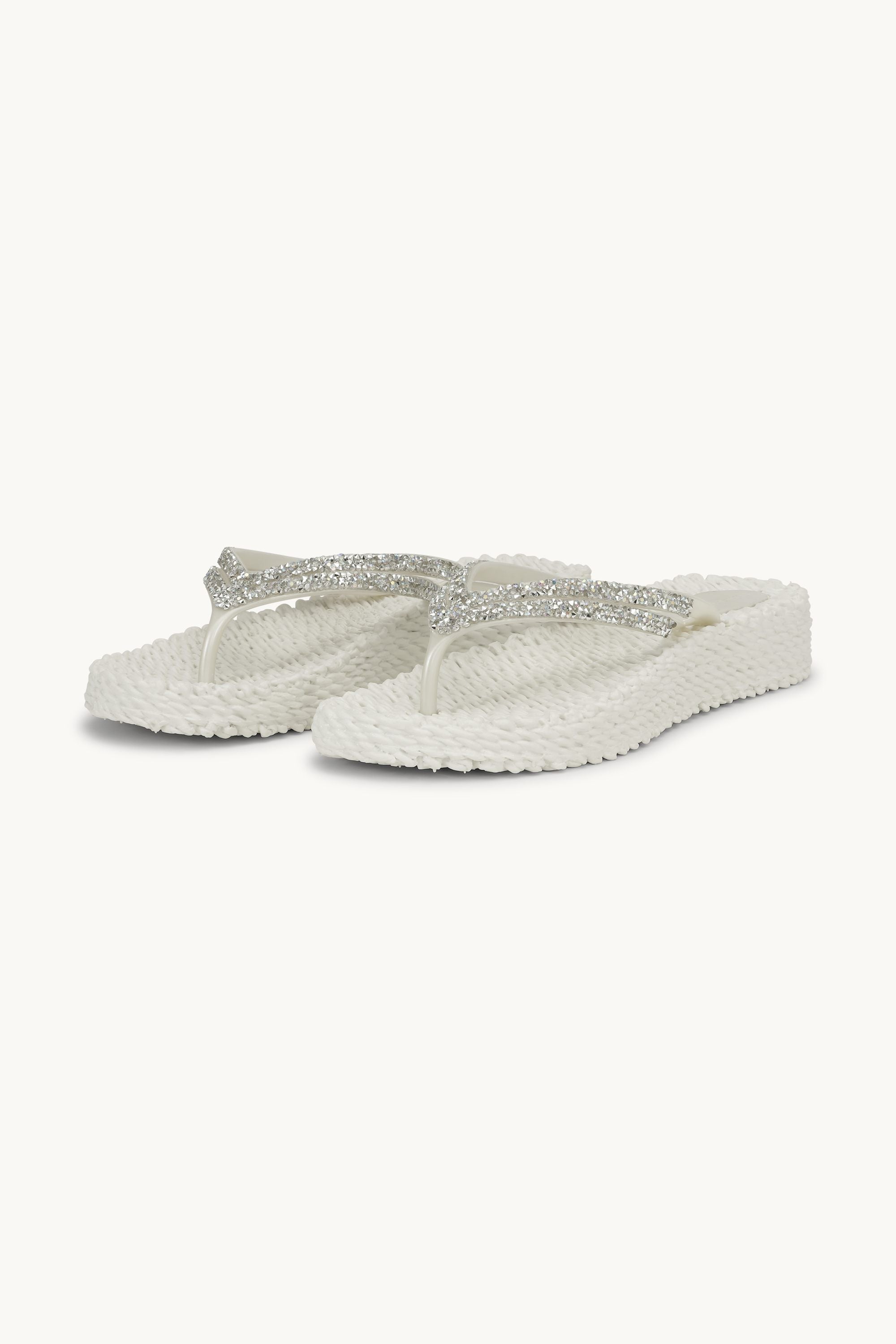 Plateau Flip-Flops Glitzersteine - Creme