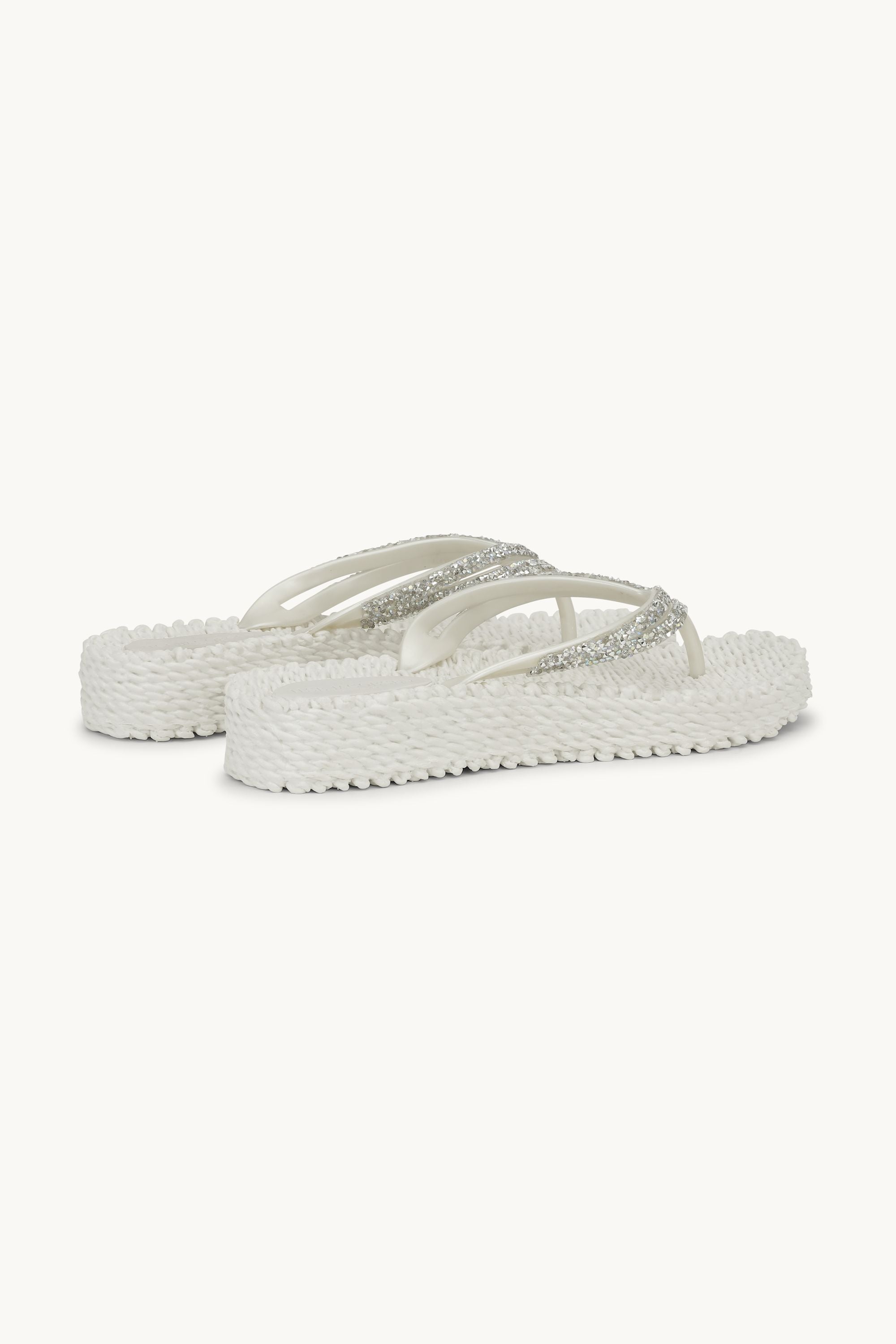 Plateau Flip-Flops Glitzersteine - Creme