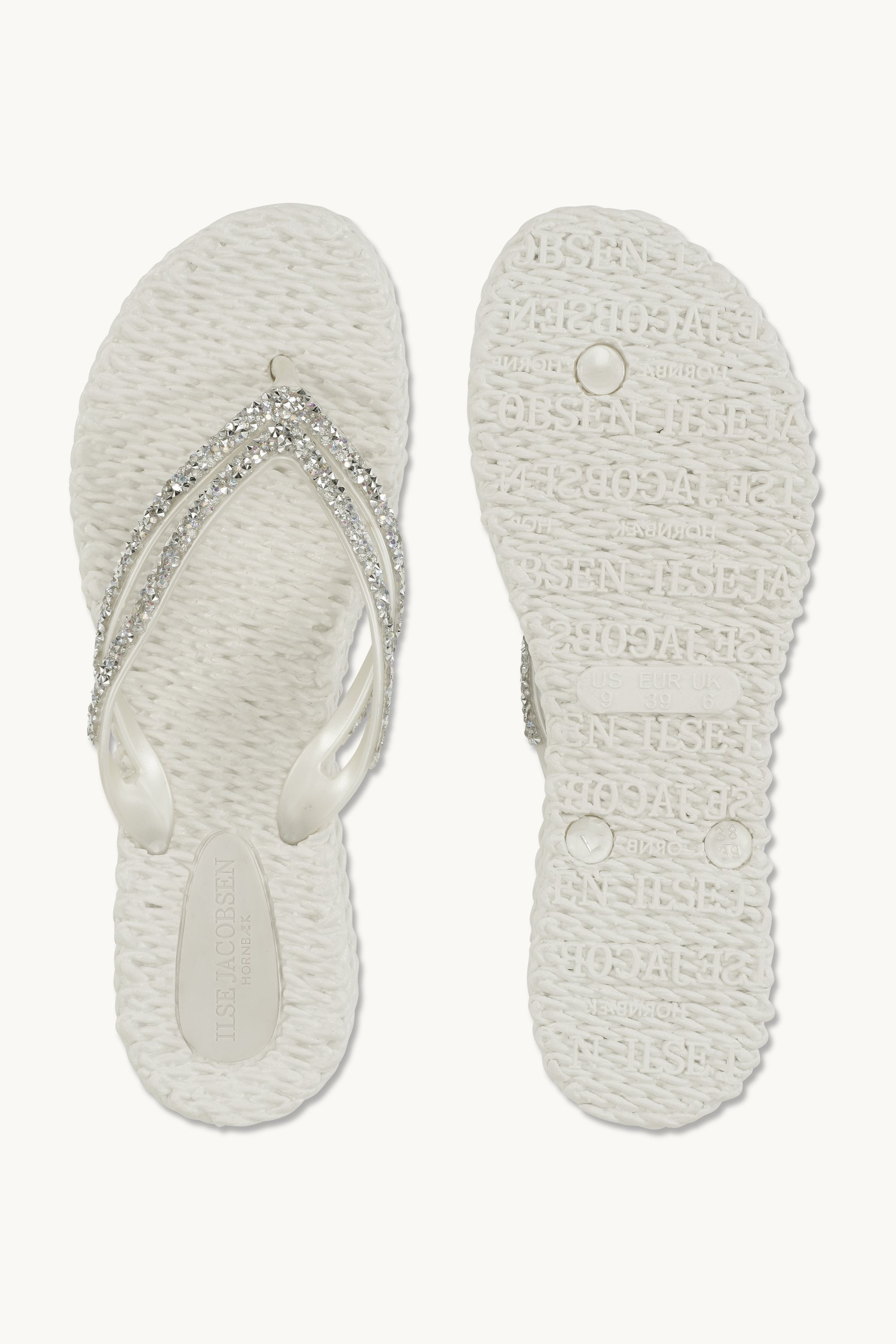 Plateau Flip-Flops Glitzersteine - Creme