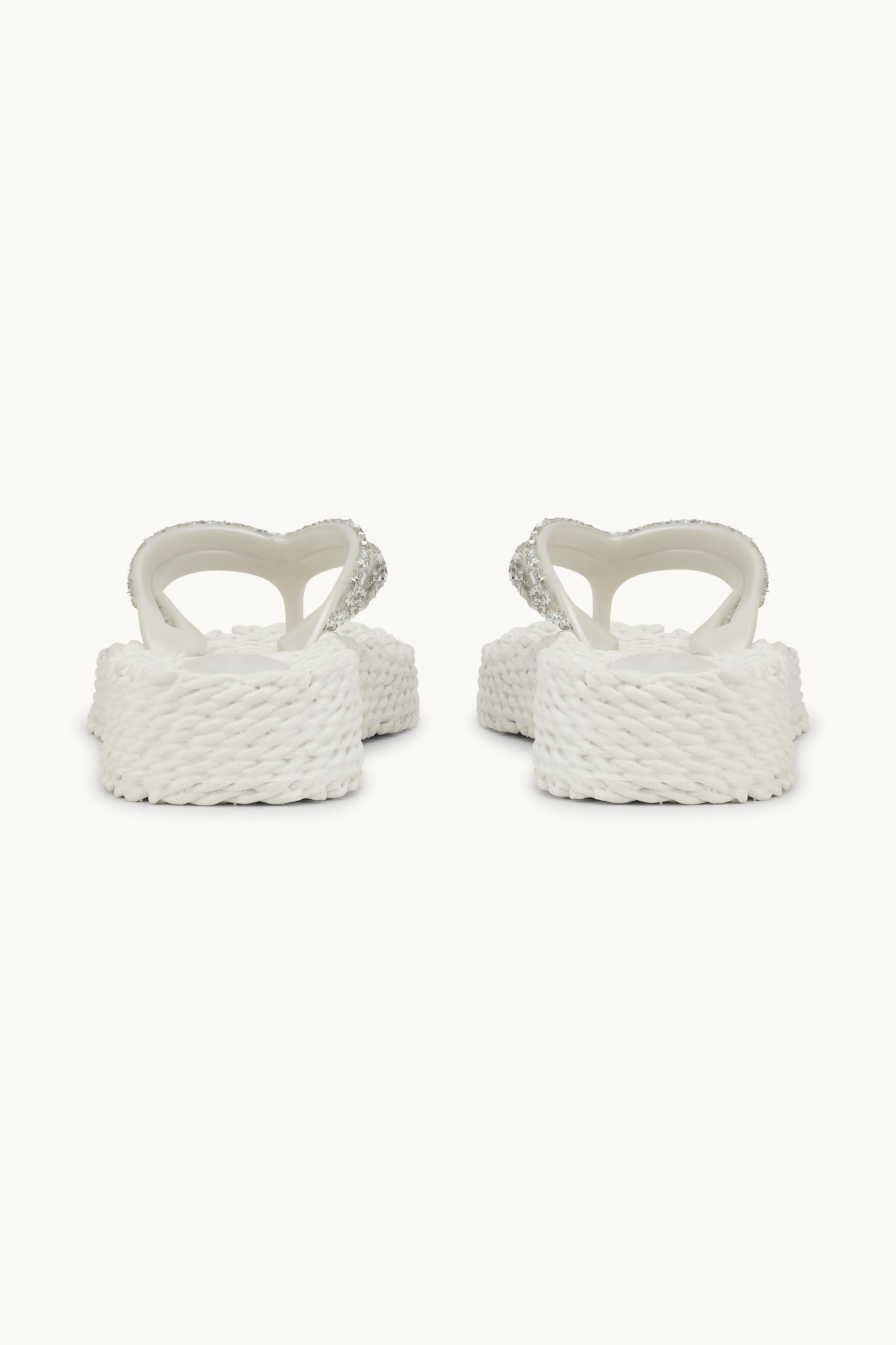 Plateau Flip-Flops Glitzersteine - Creme