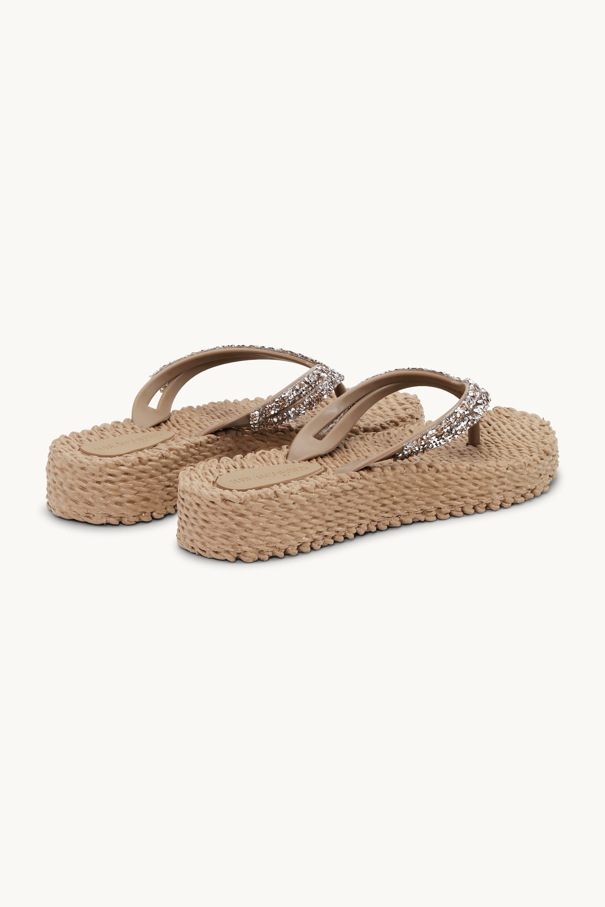 Plateau Flip-Flops Glitzersteine - Mocca