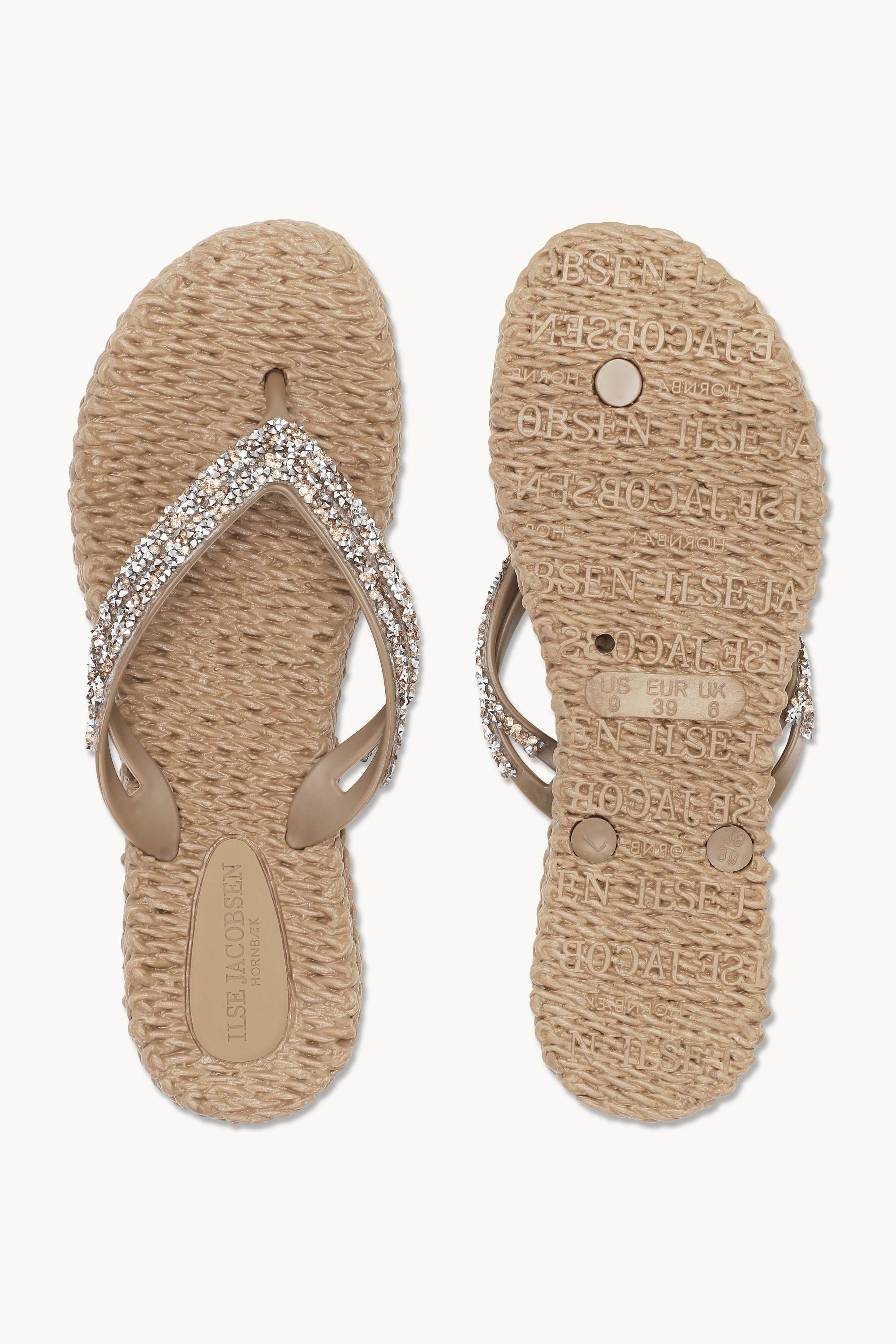 Plateau Flip-Flops Glitzersteine - Mocca