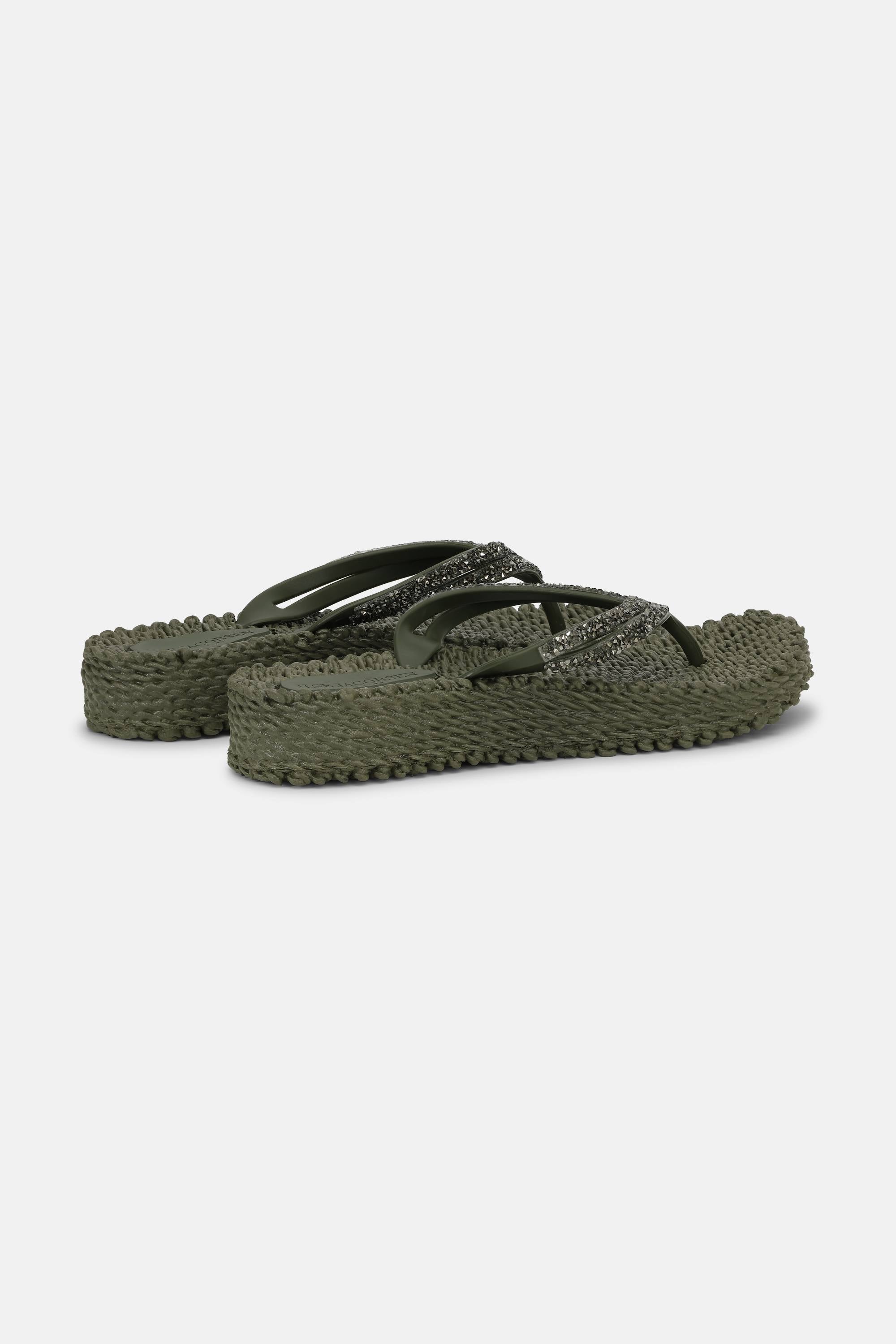 Plateau Flip-Flops Glitzersteine - Army
