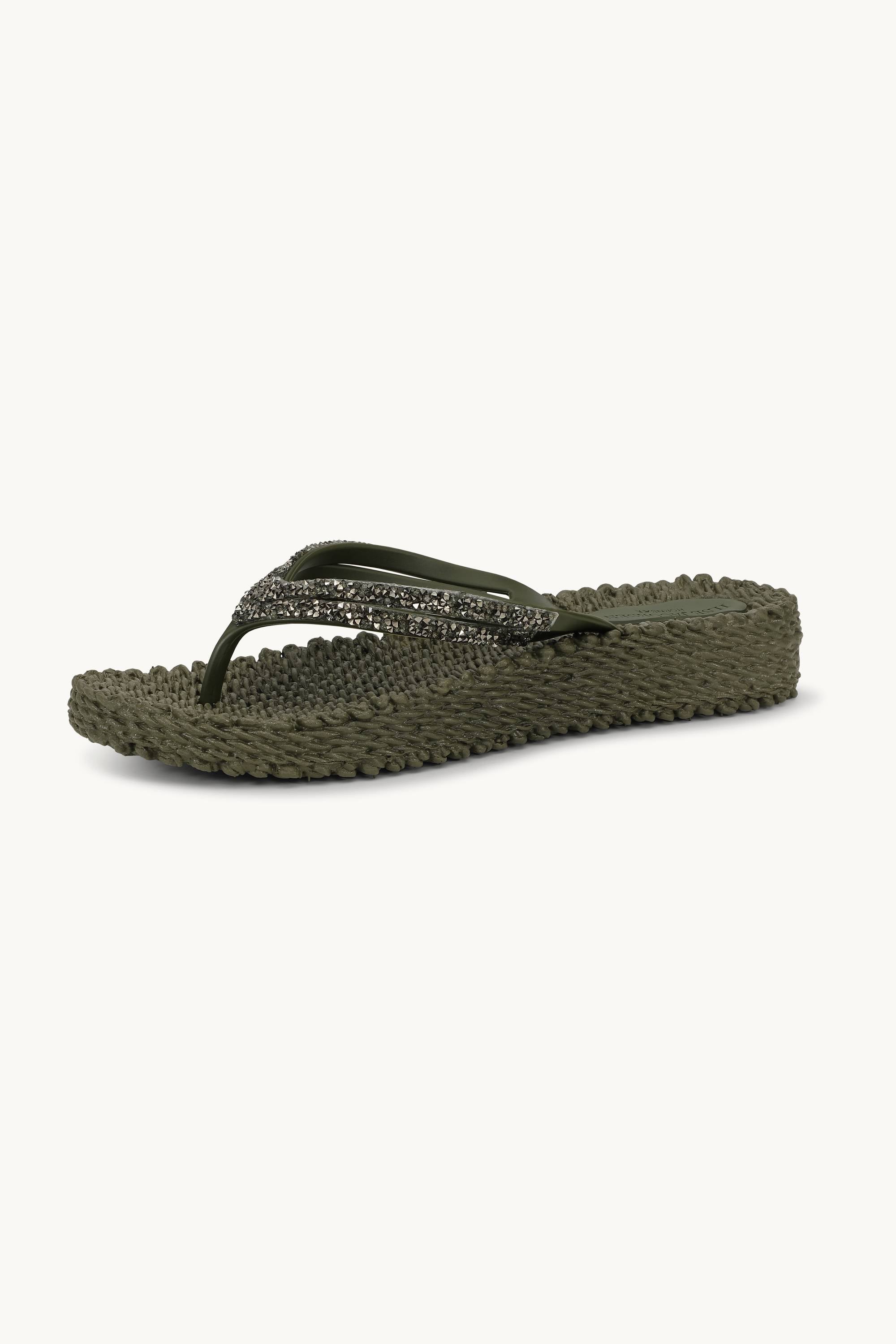 Plateau Flip-Flops Glitzersteine - Army