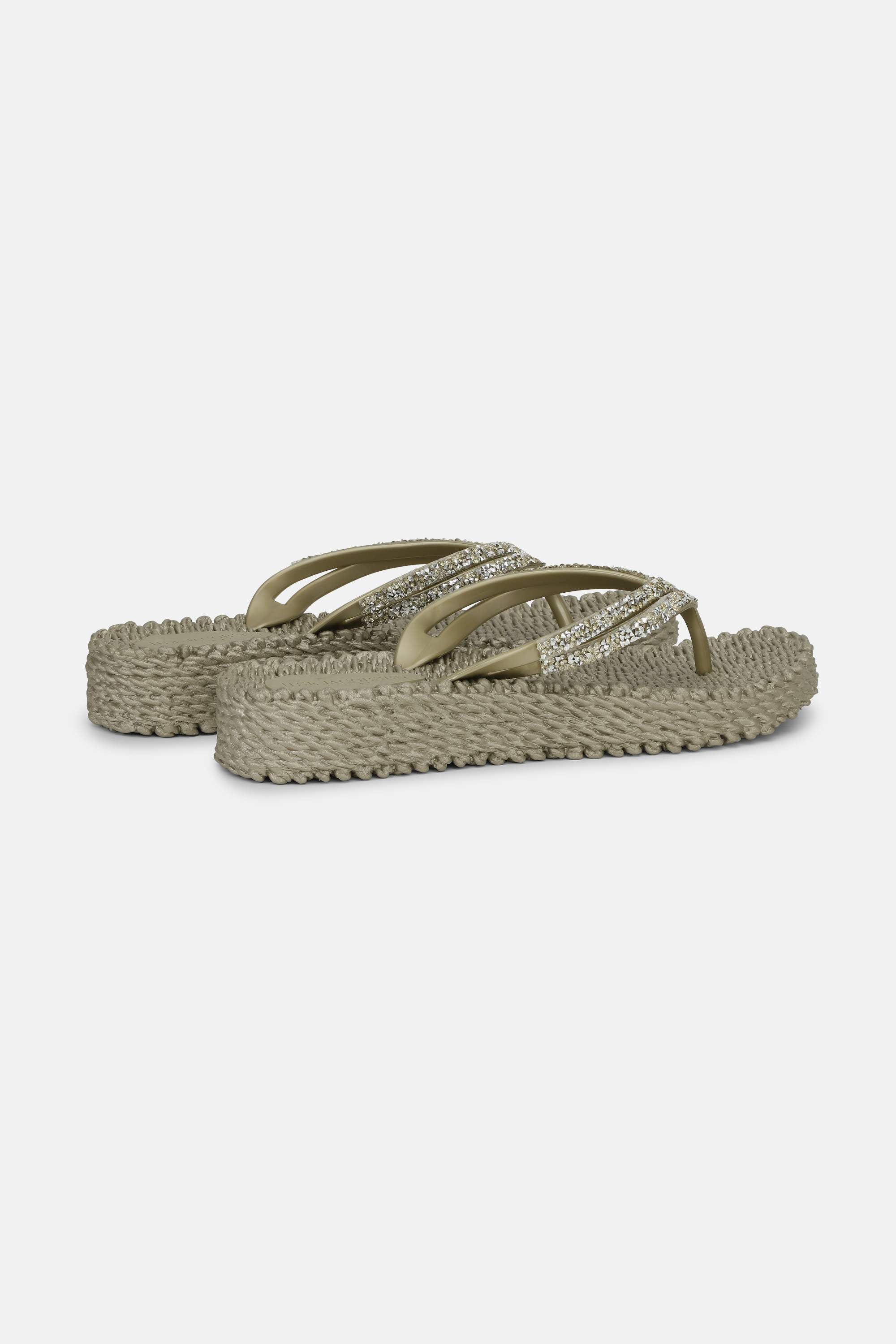 Plateau Flip-Flops Glitzersteine - Platin