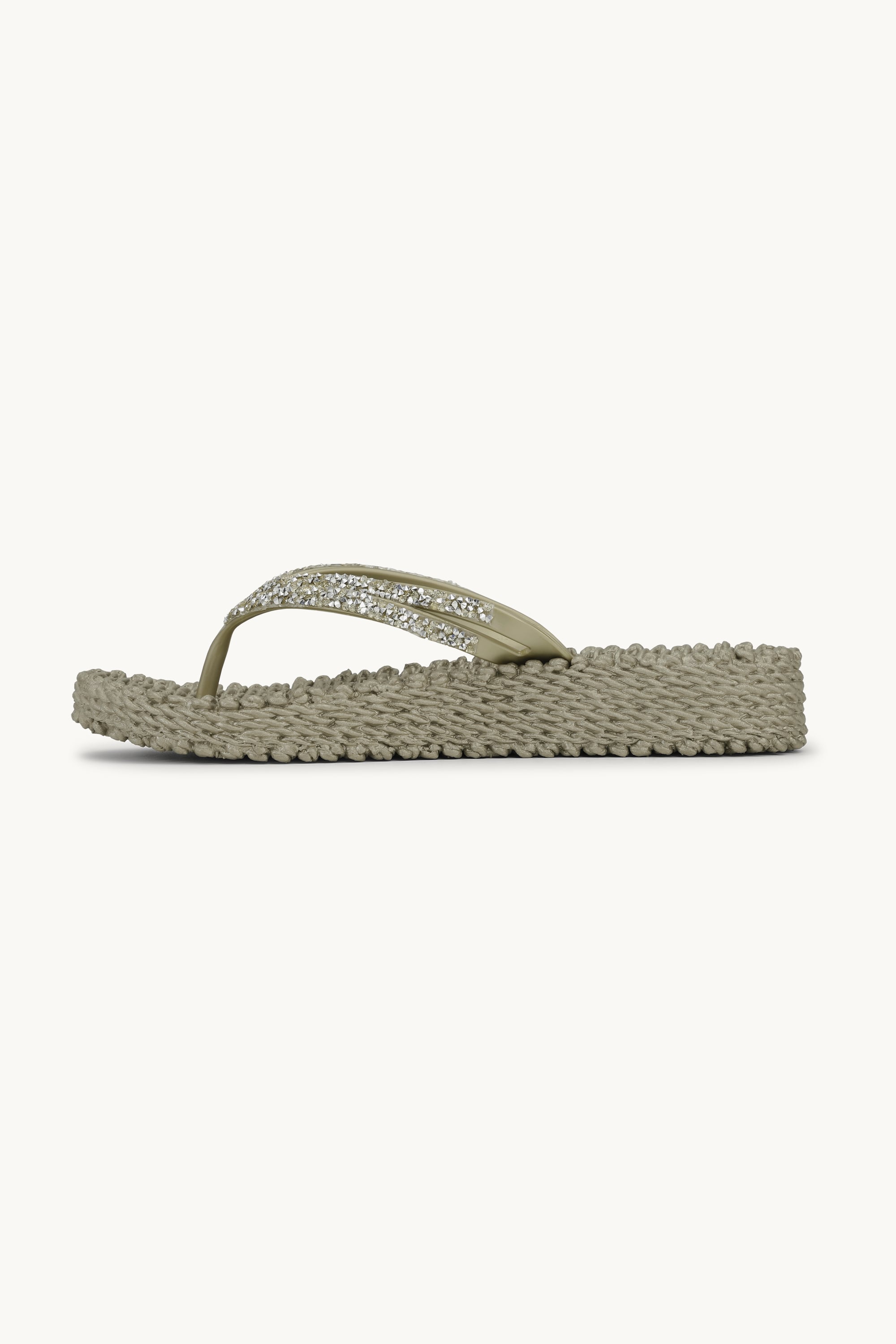 Plateau Flip-Flops Glitzersteine - Platin