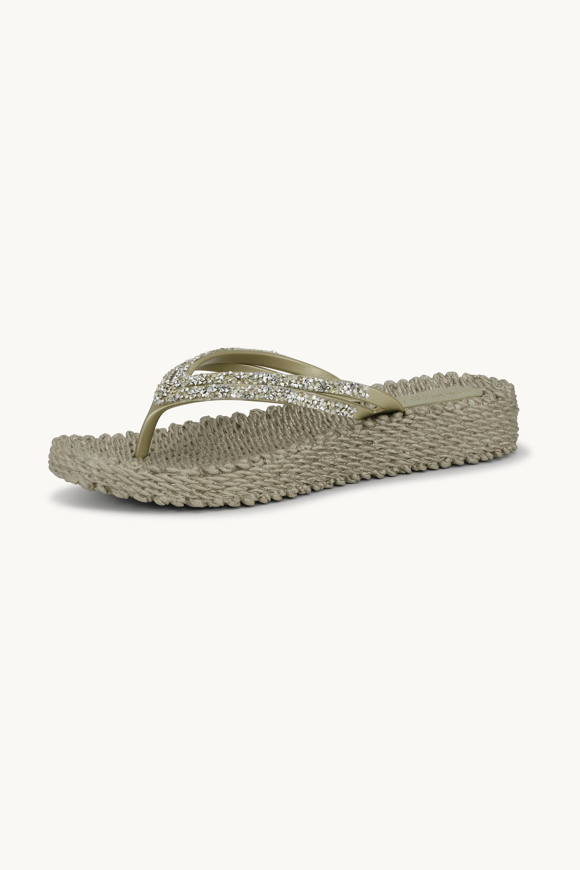 Plateau Flip-Flops Glitzersteine - Platin