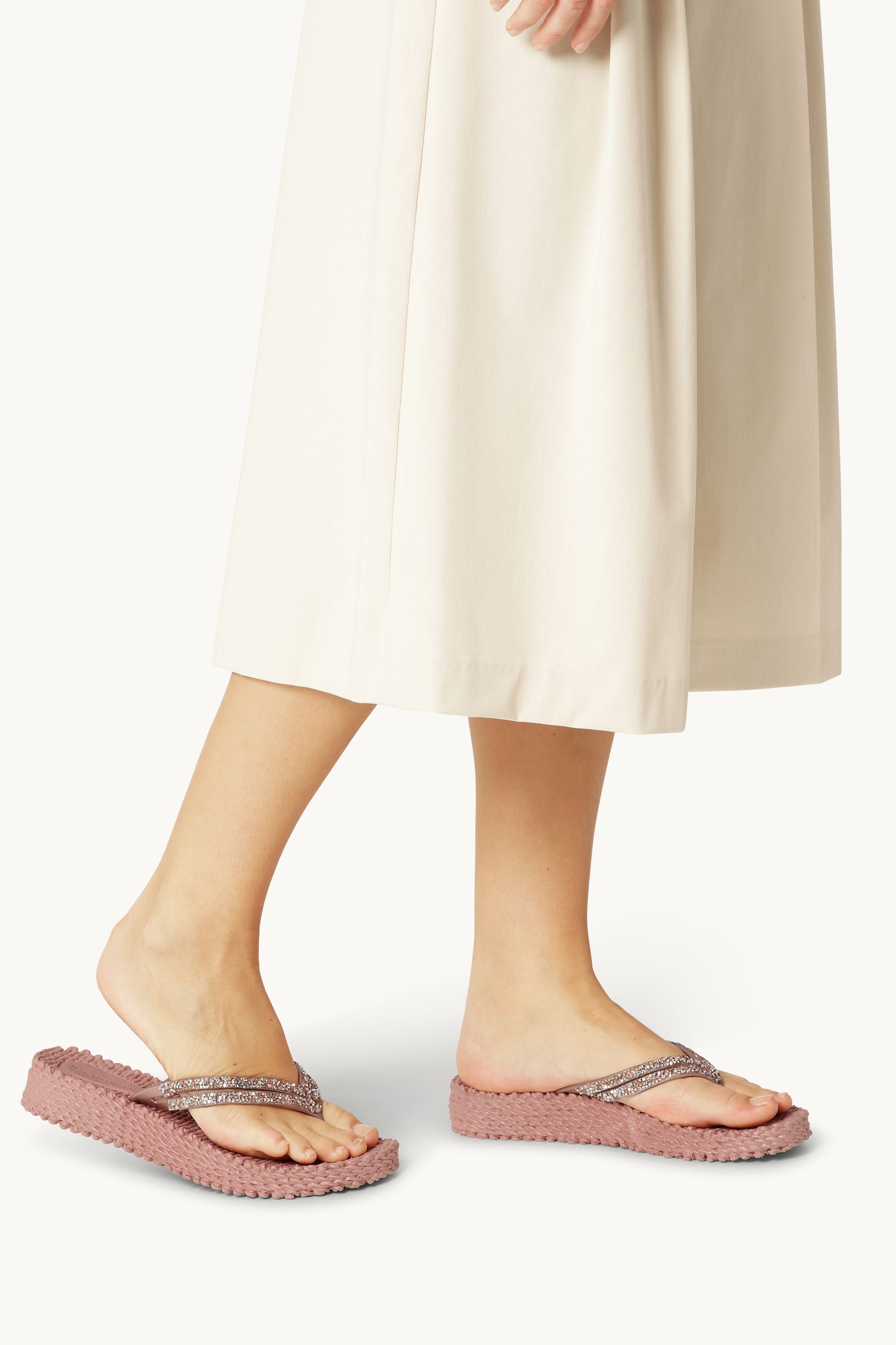 Plateau Flip-Flops Glitzersteine - Misty Rose