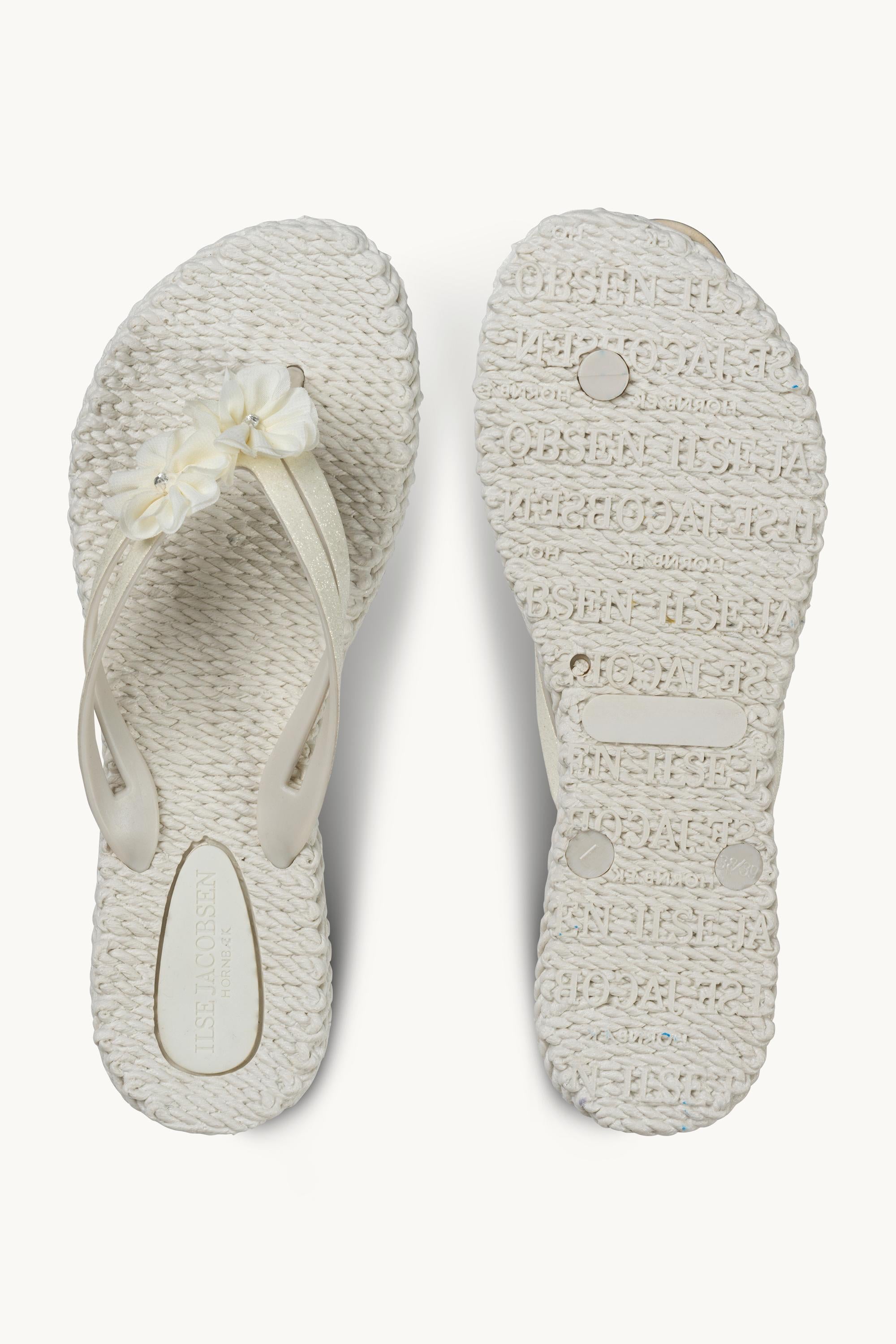 Flip Flops with Flowers - Creme
