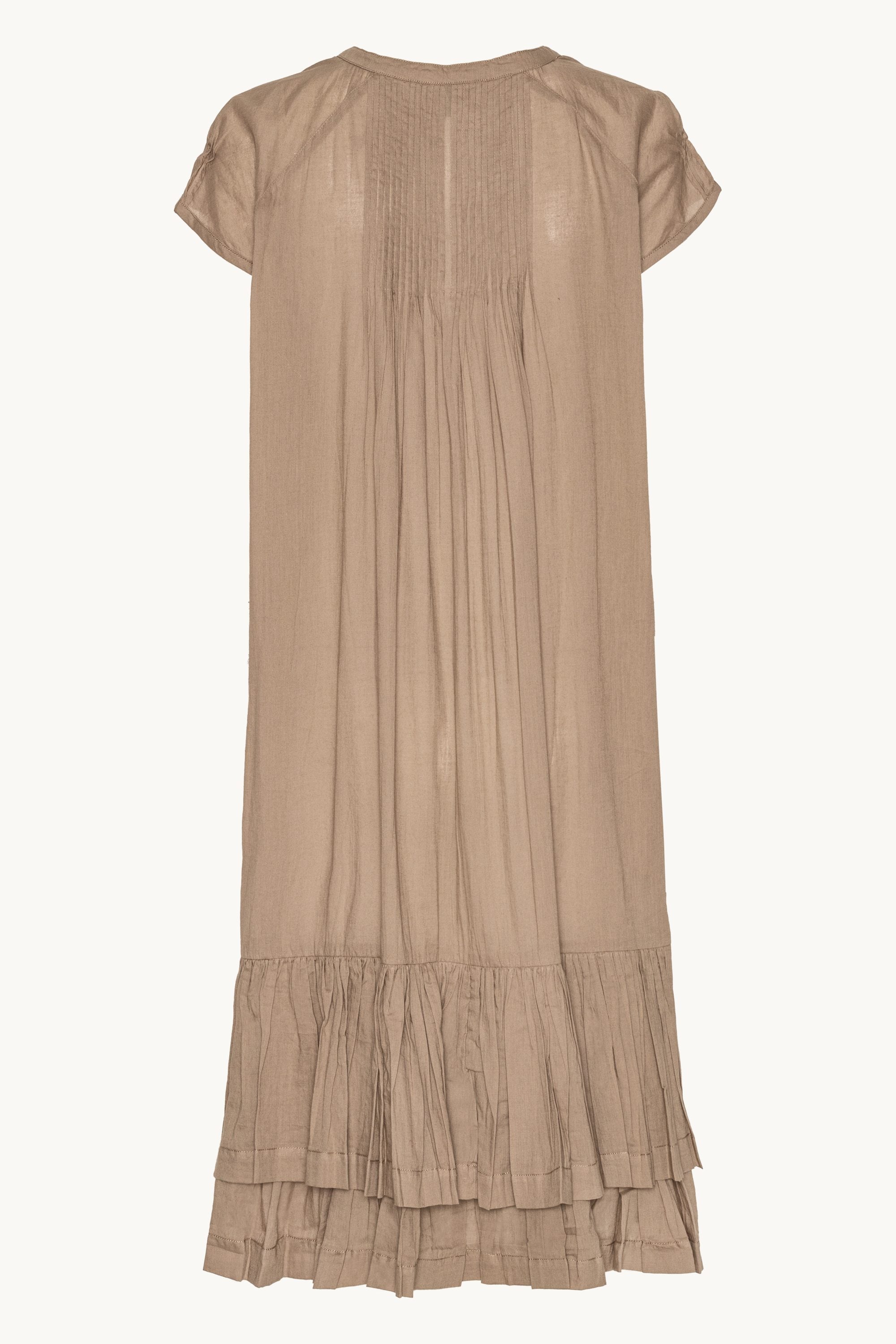 Langes Kleid mit Kurzen Ärmeln - Greige