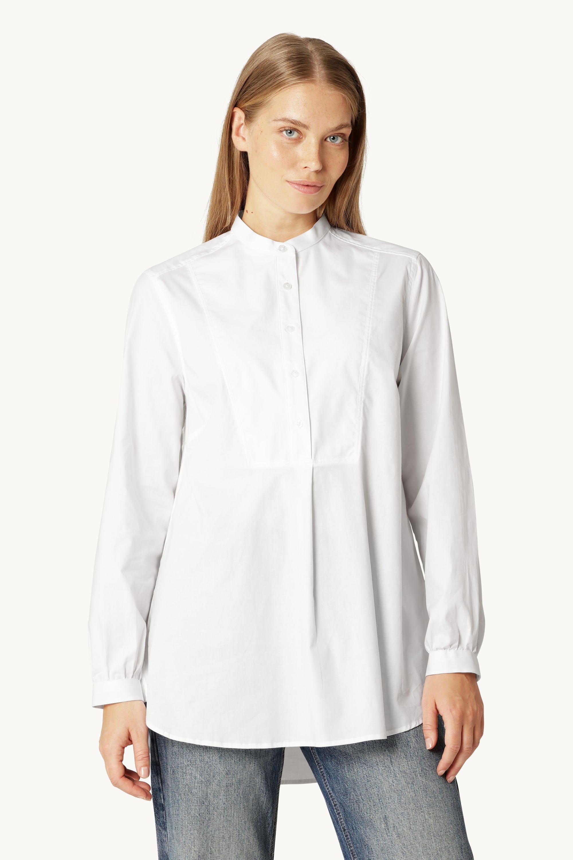 Klassisches Hemd Verlängertes Rückenteil - White
