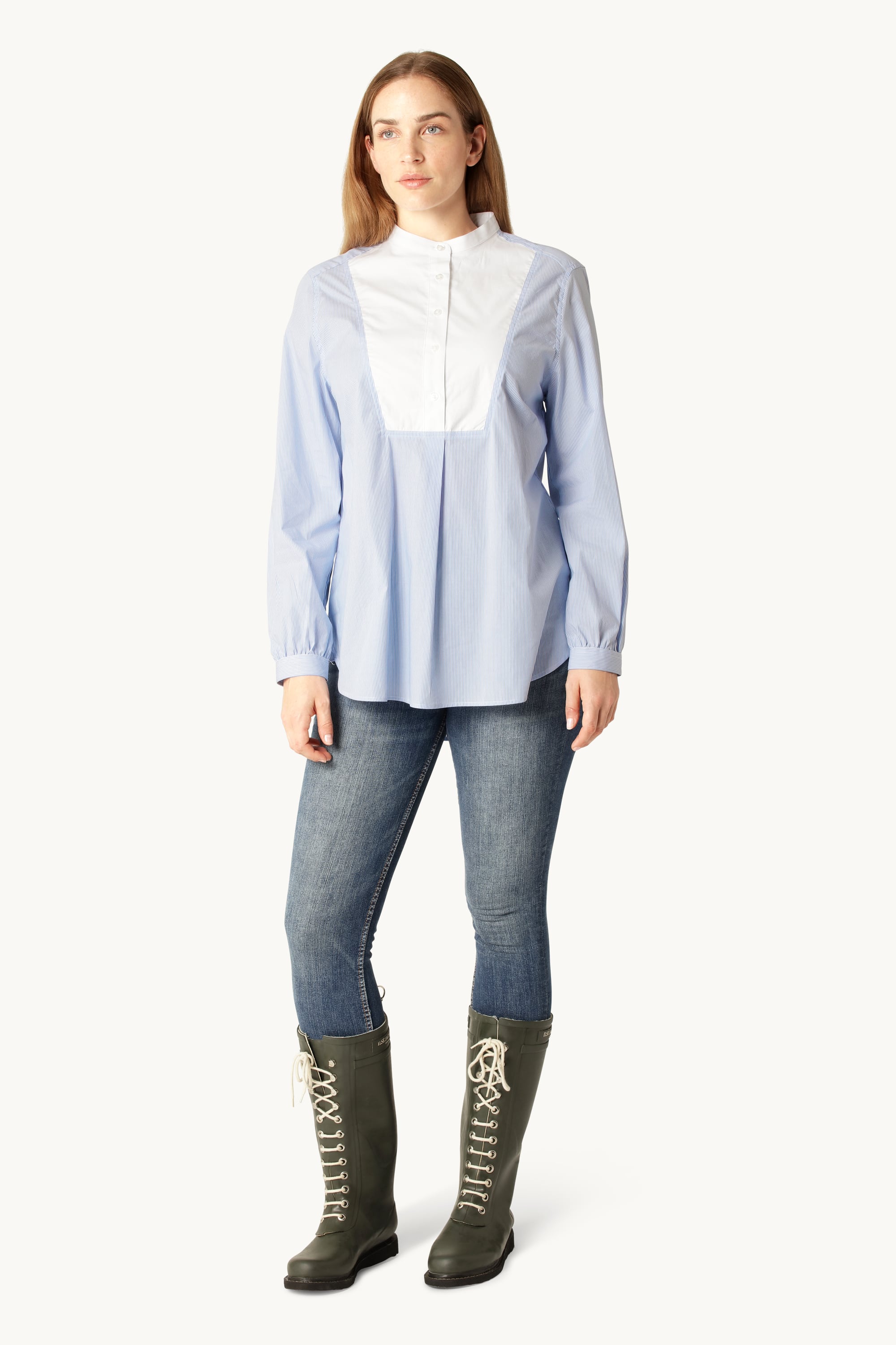 Klassisches Hemd Verlängertes Rückenteil Streifen - Heather