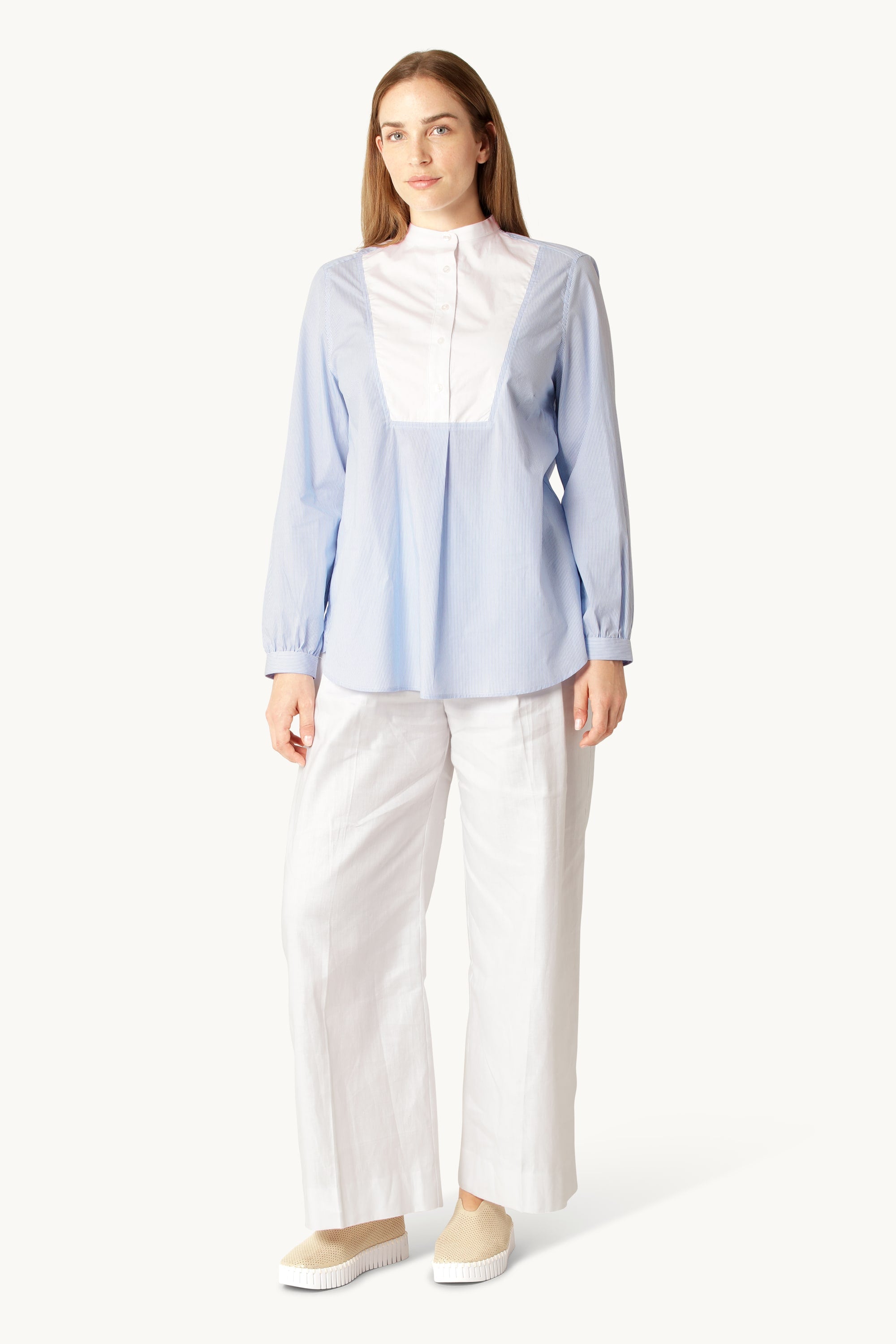 Klassisches Hemd Verlängertes Rückenteil Streifen - Heather