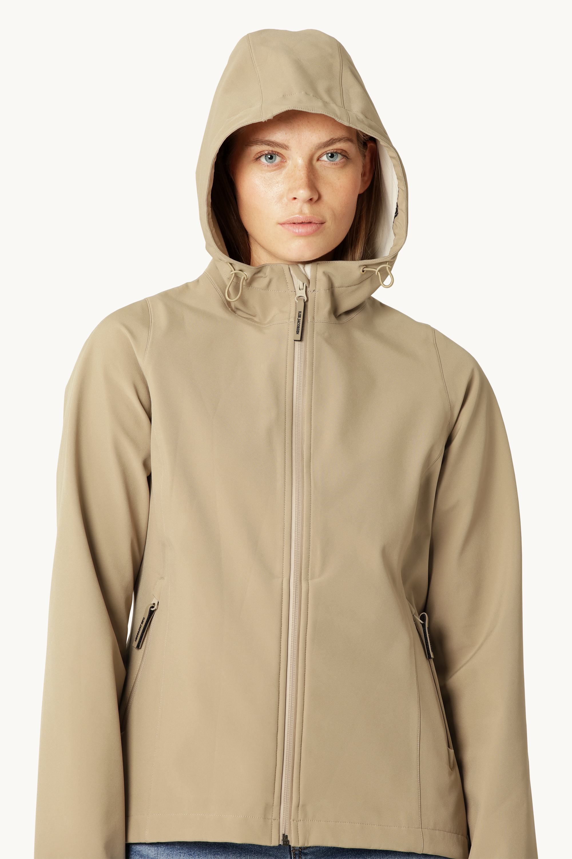 Kurzer Softshell Regenmantel - Greige