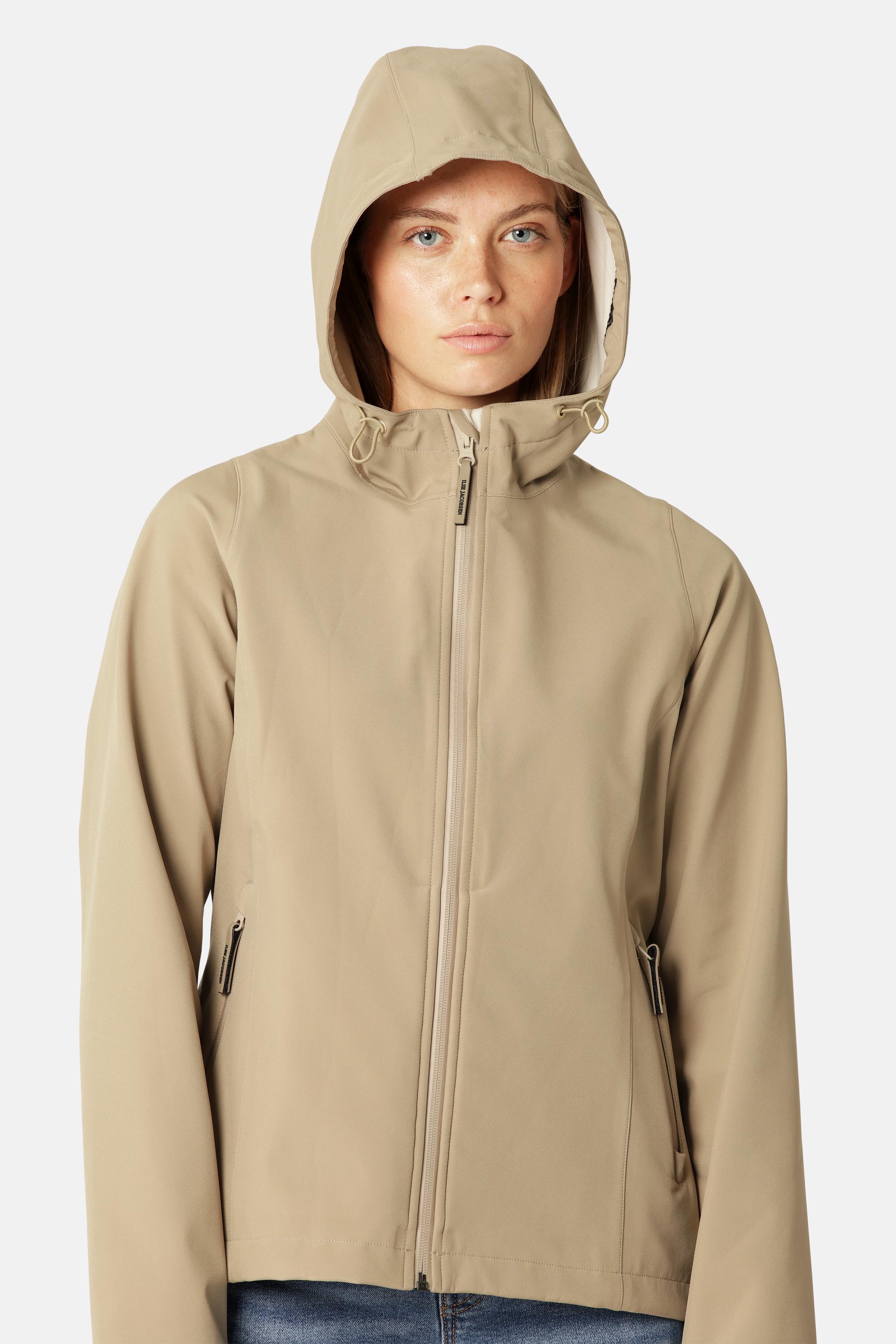 Kurzer Softshell Regenmantel - Greige