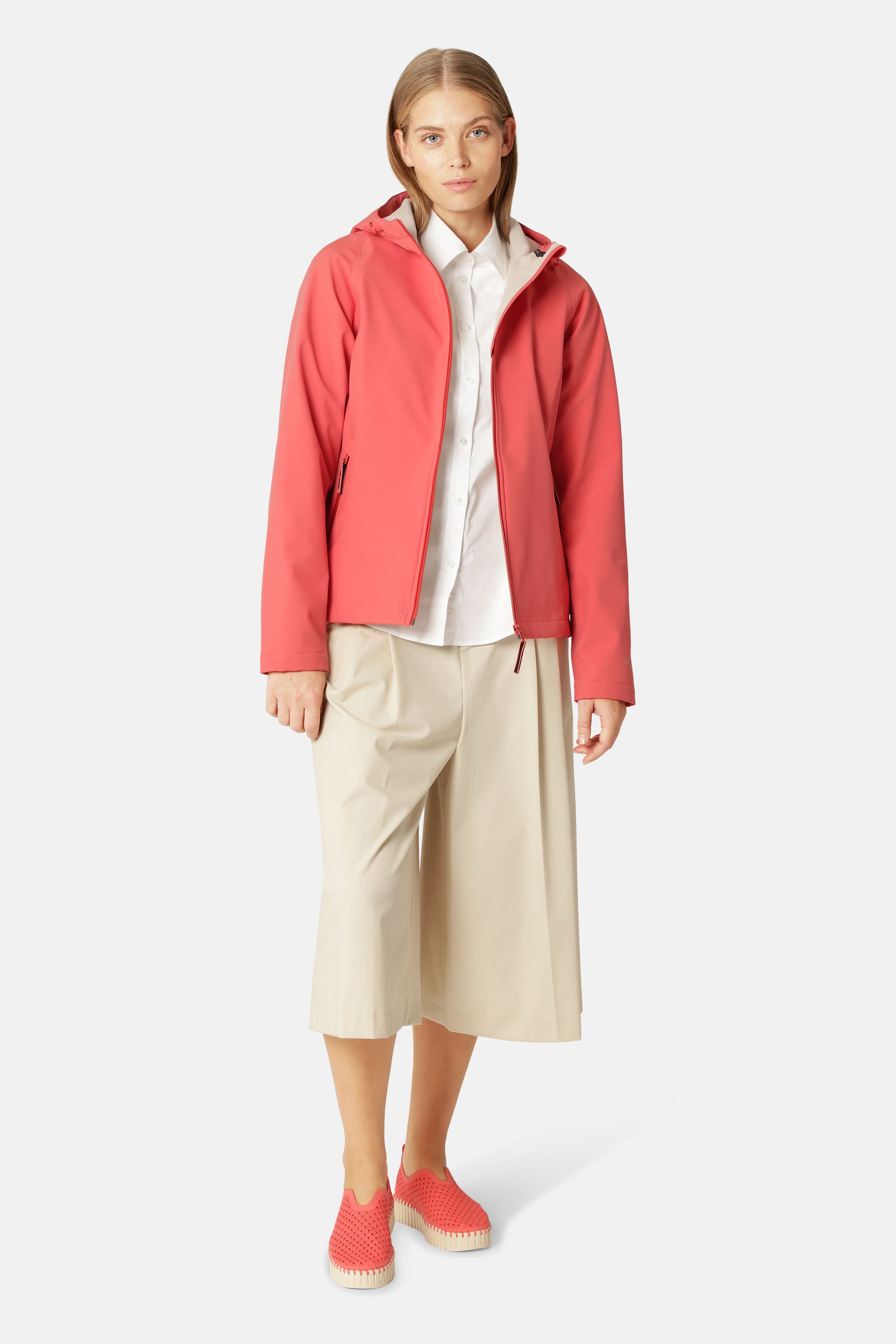 Kurzer Softshell Regenmantel - Spiced Coral