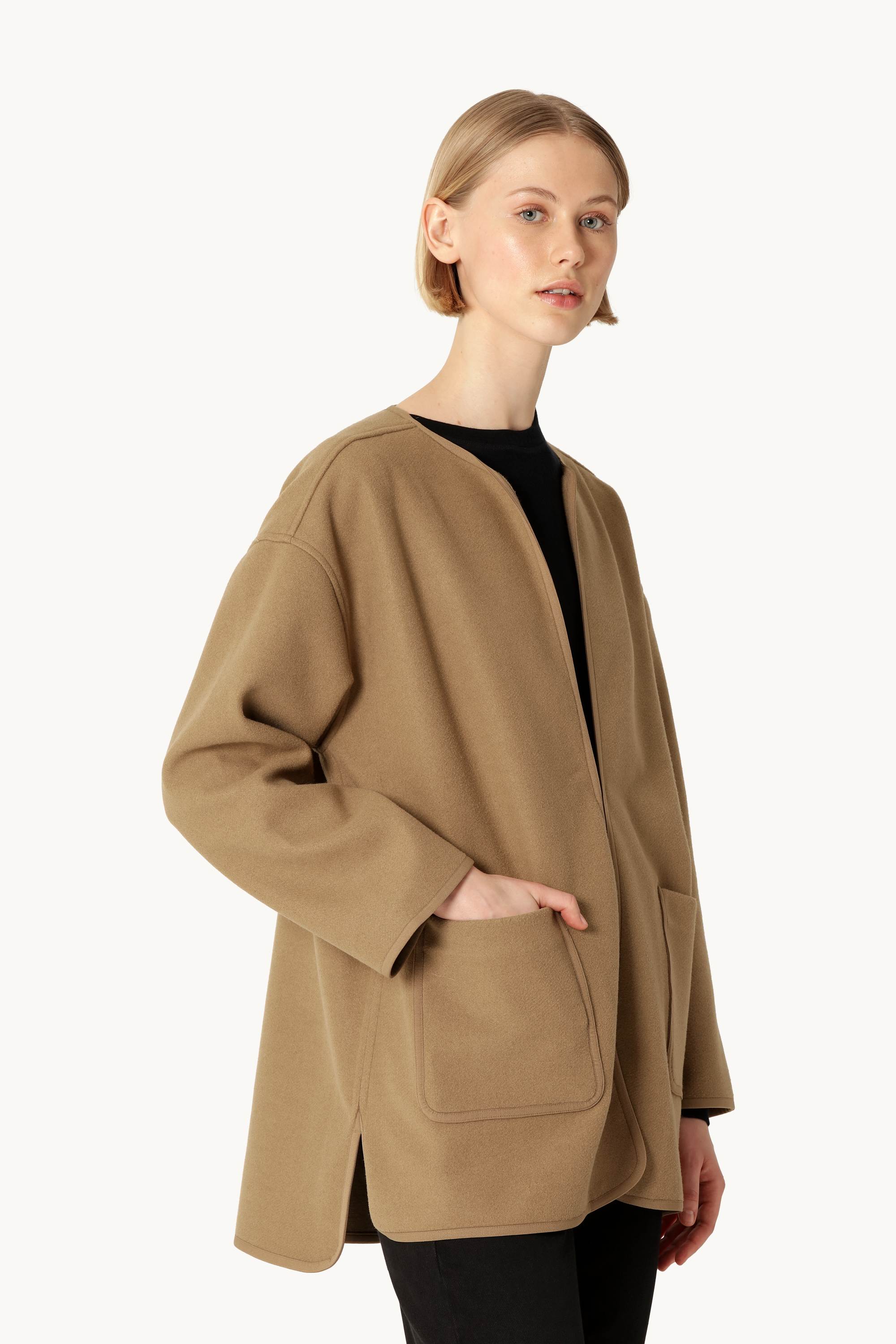 Gefilzte Casual Jacke - Mocca