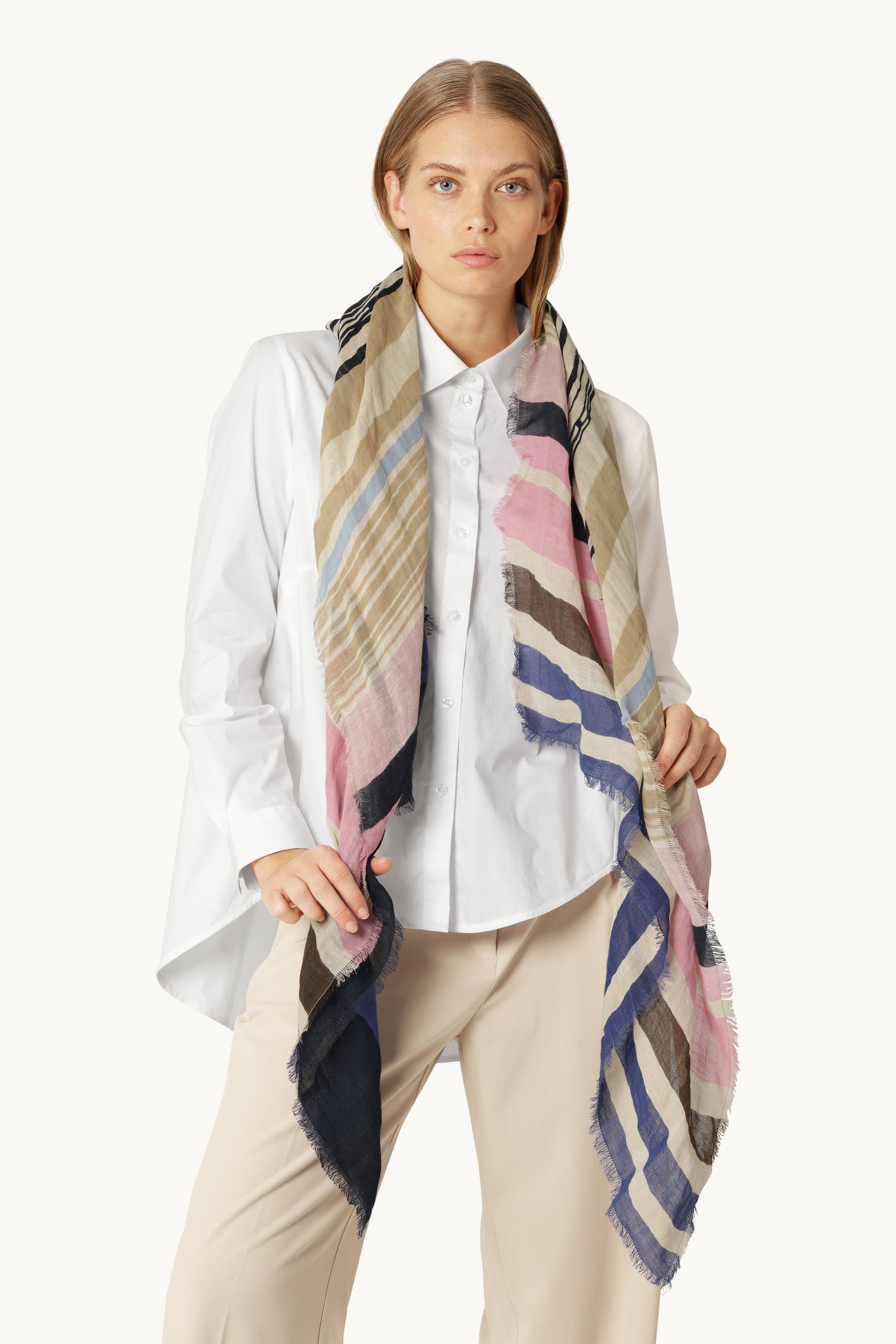 Gestreifter Schal - Beige Organic Stripe
