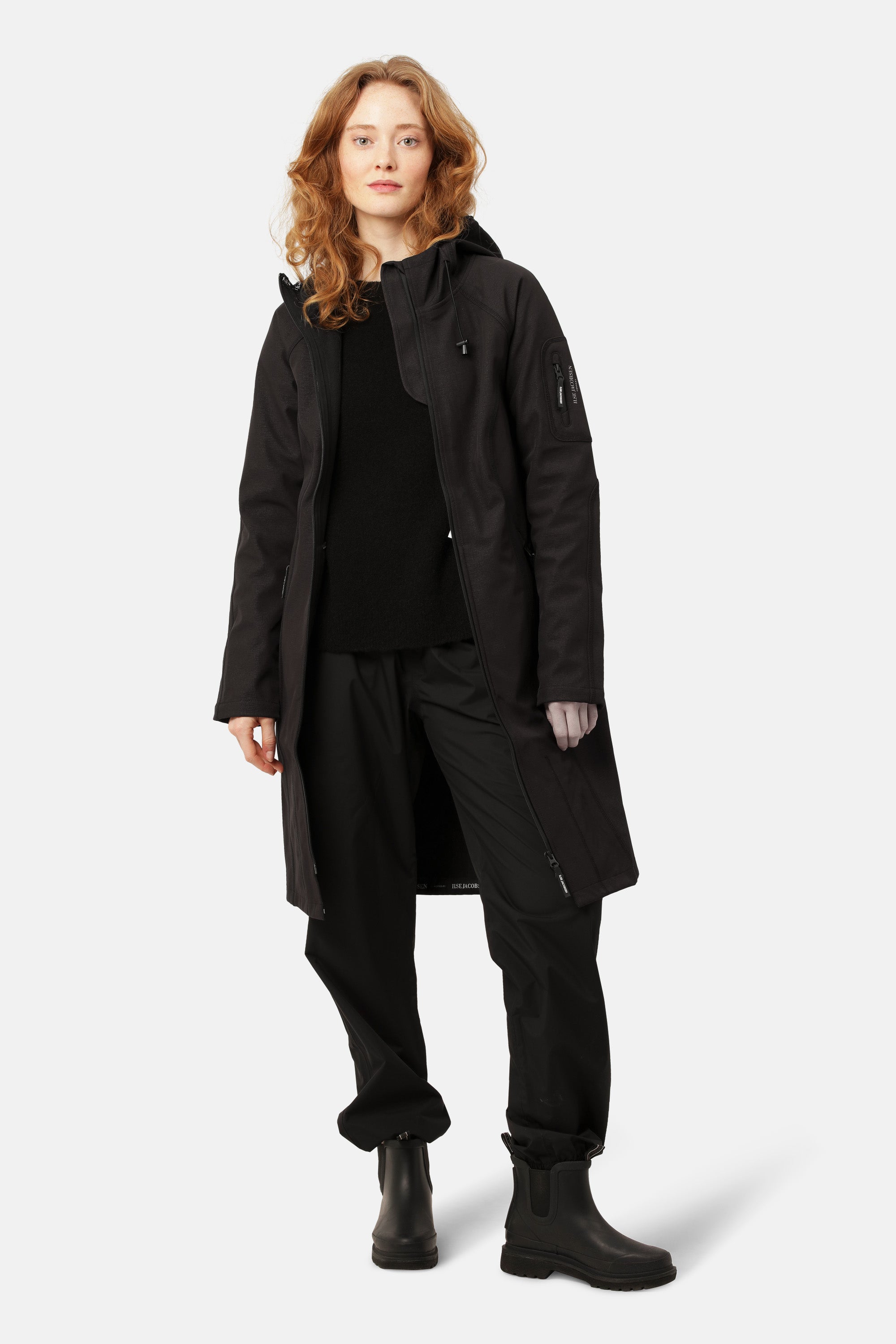 Ilse Jacobsen Hornbæk Rain Langer Regenmantel Raincoat 001 Black