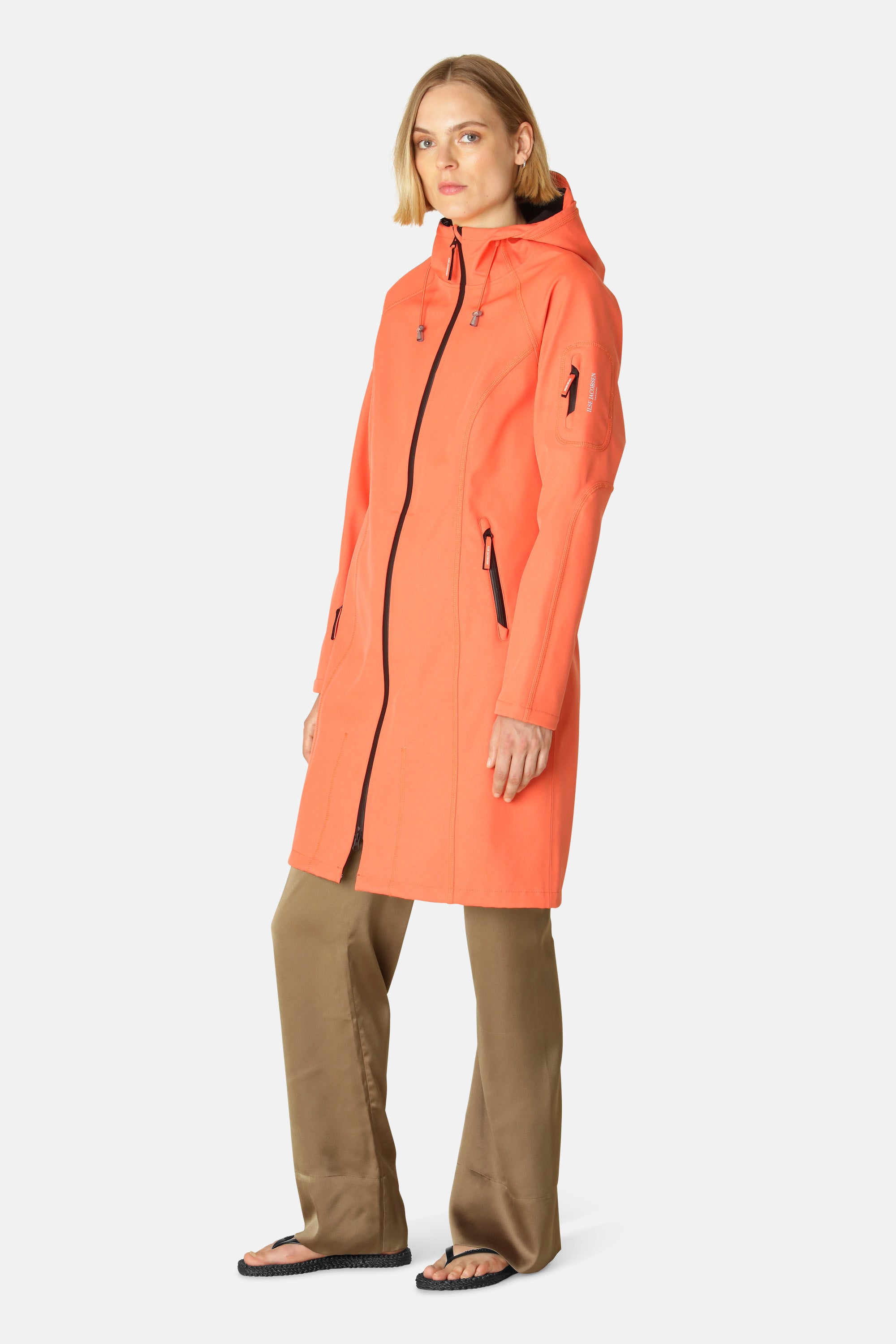 Ilse Jacobsen Hornbæk Rain Langer Regenmantel Raincoat 349 Hot Orange