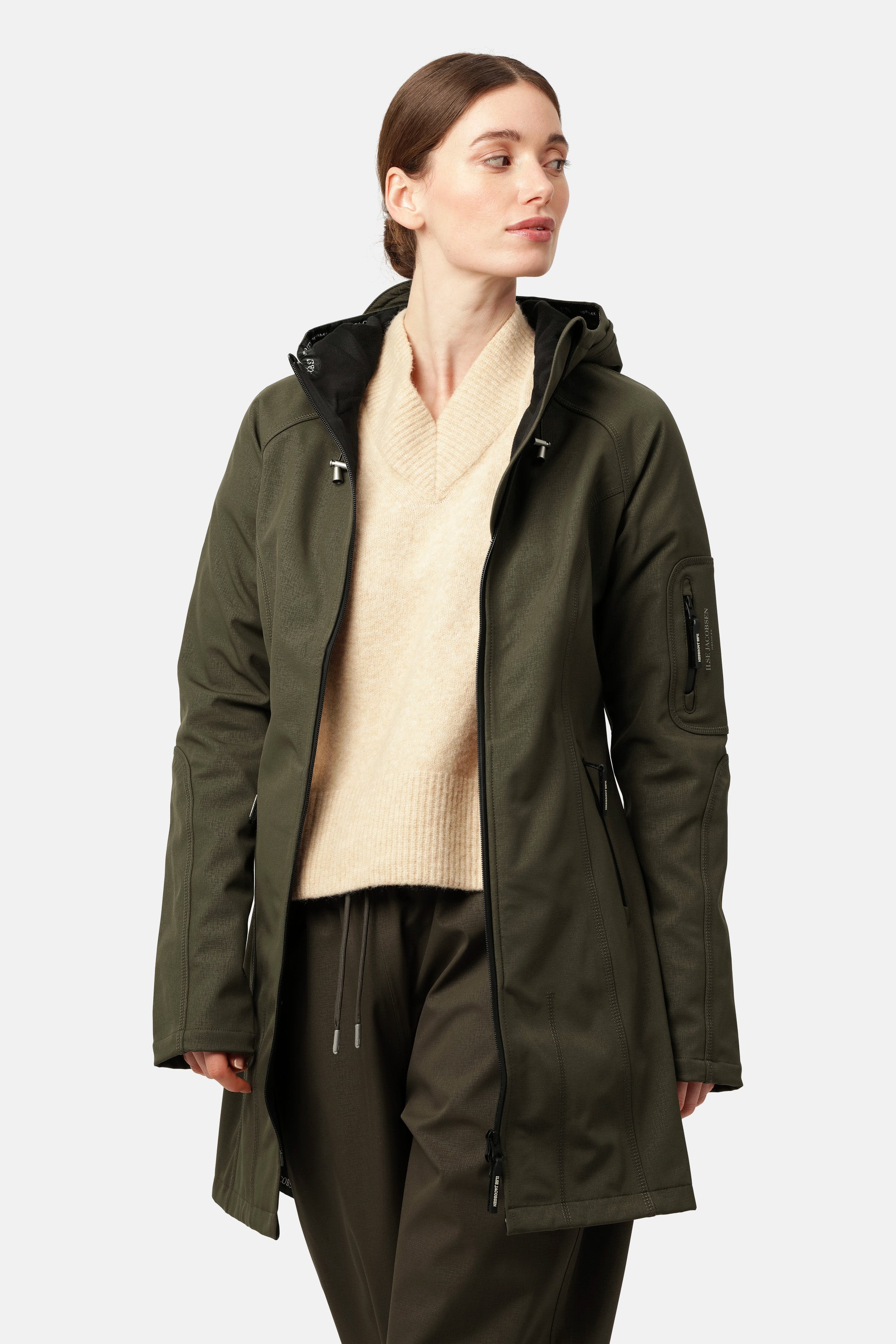 Ilse Jacobsen Hornbæk Rain Langer Regenmantel Raincoat 410 Army