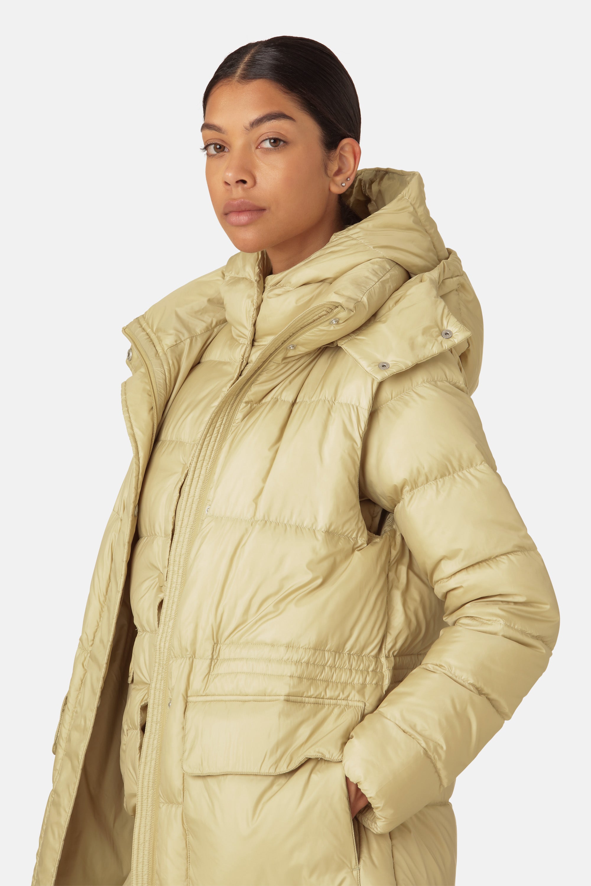 Ilse Jacobsen Hornbæk Outerwear  Long Down Vest Puffer vest 459 Olive Grass