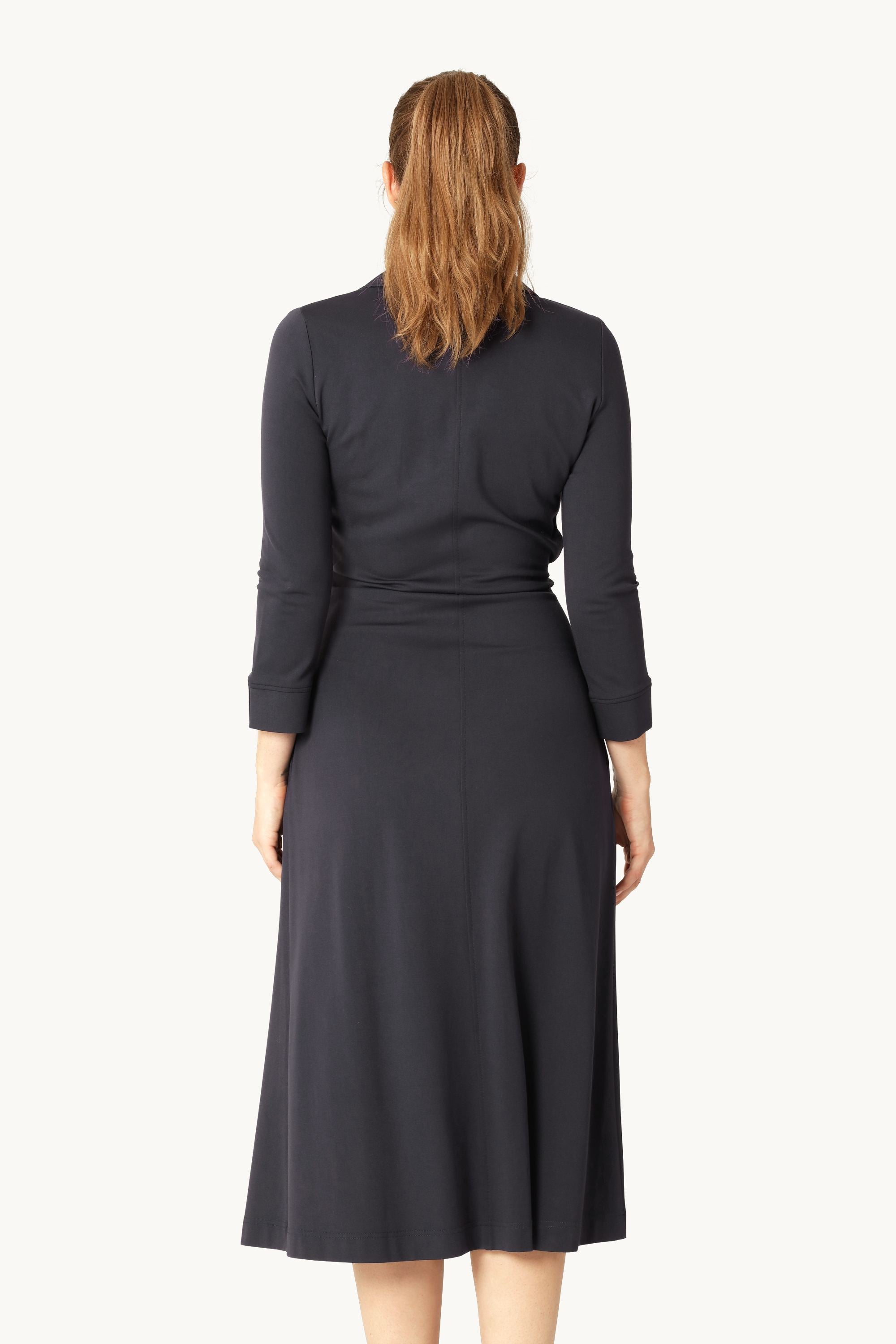 Kleid mit Langen Ärmeln und Falten - Dark Indigo