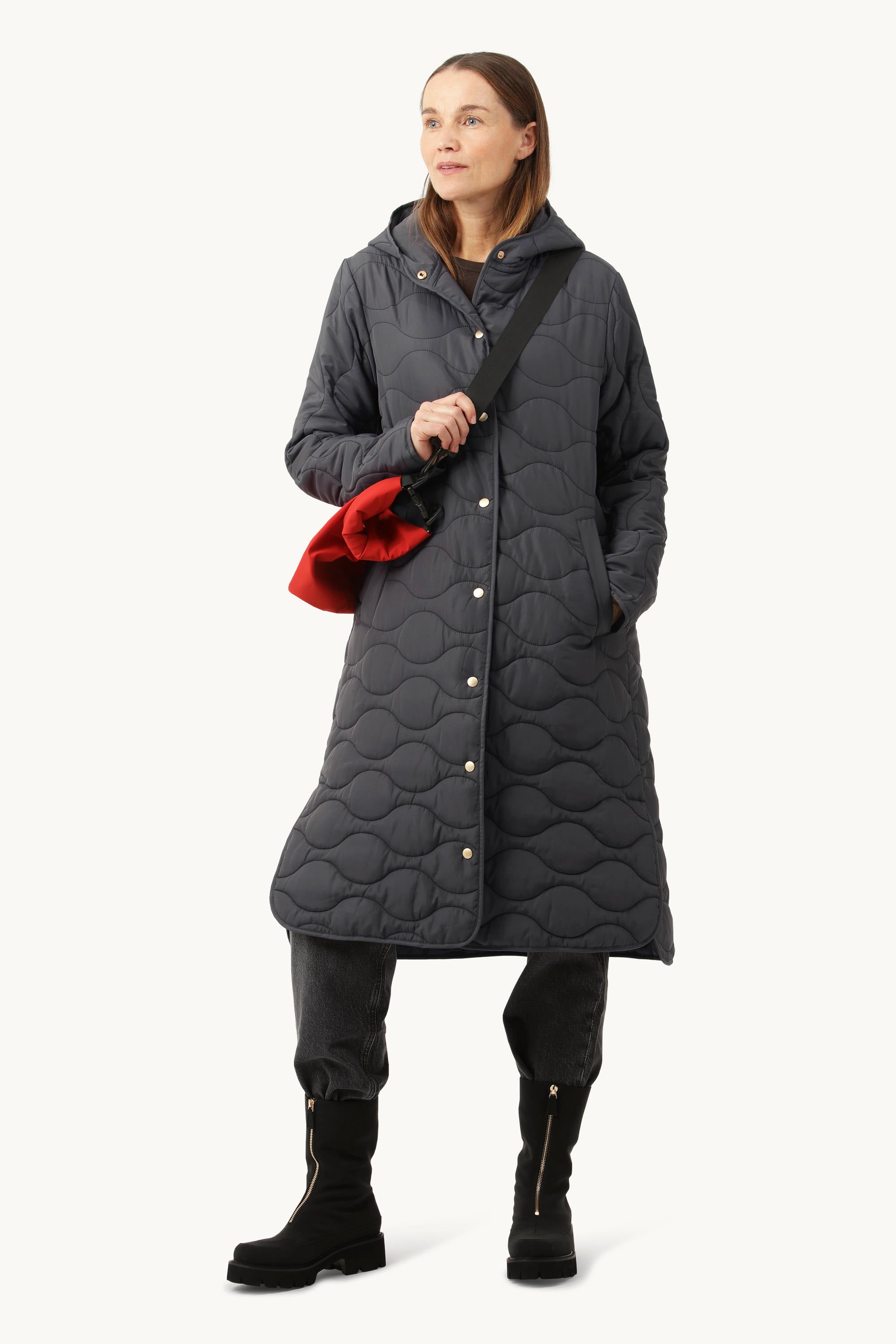 Long Quilt Coat - Asphalt