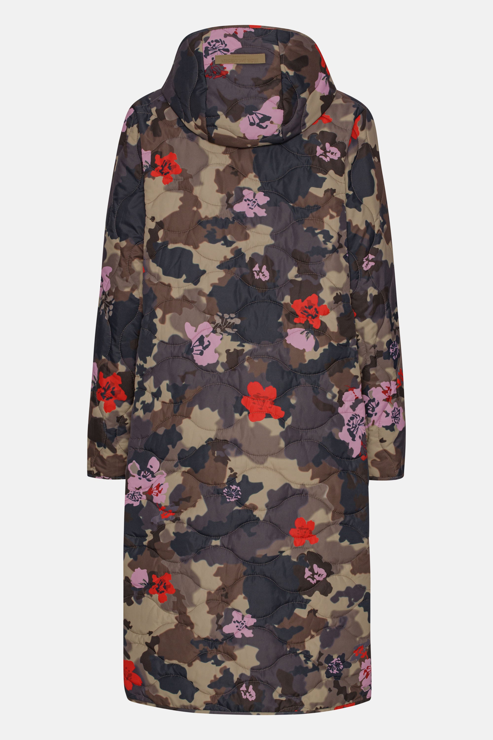 Langer Steppmantel - Floral Camo