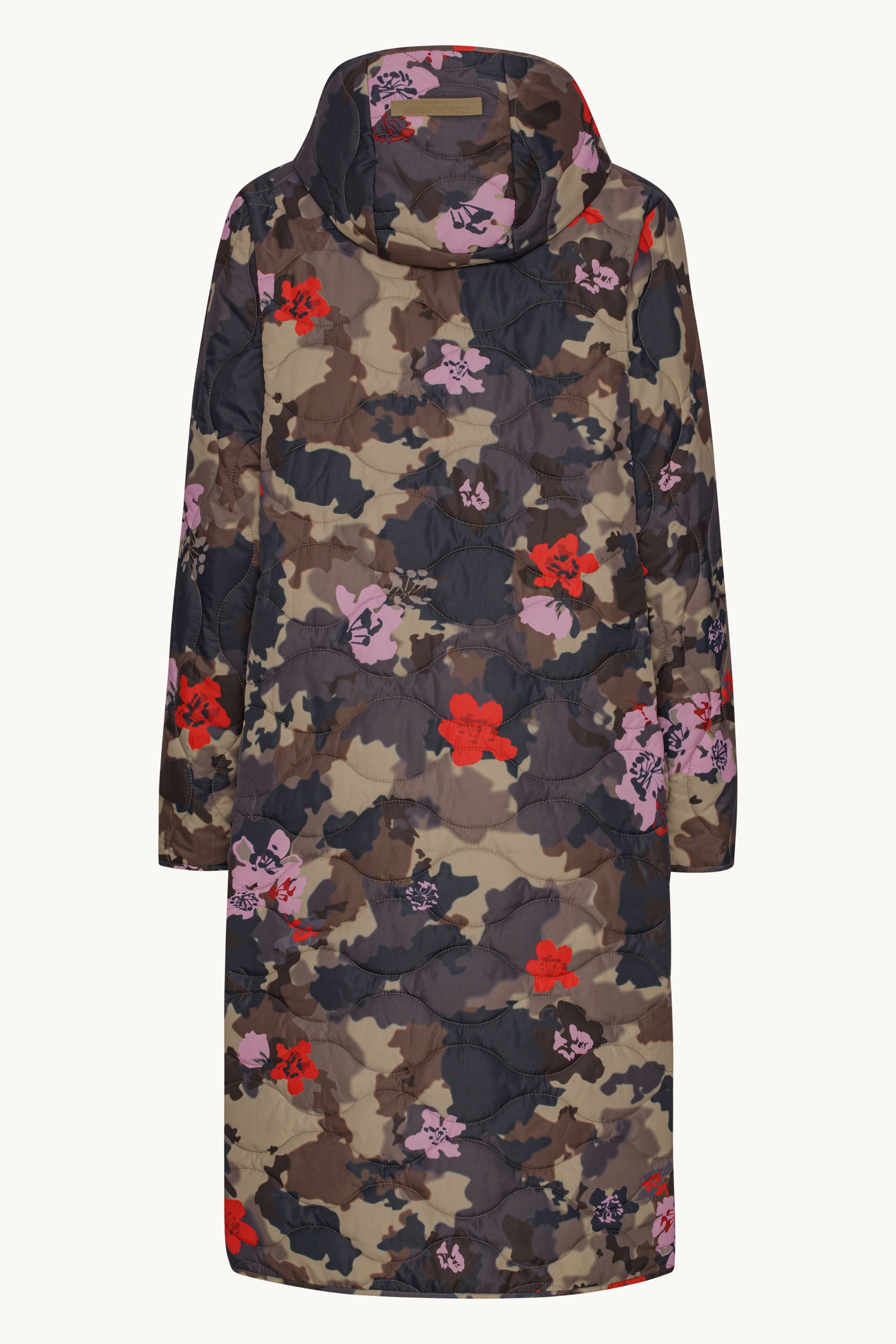 Langer Steppmantel - Floral Camo
