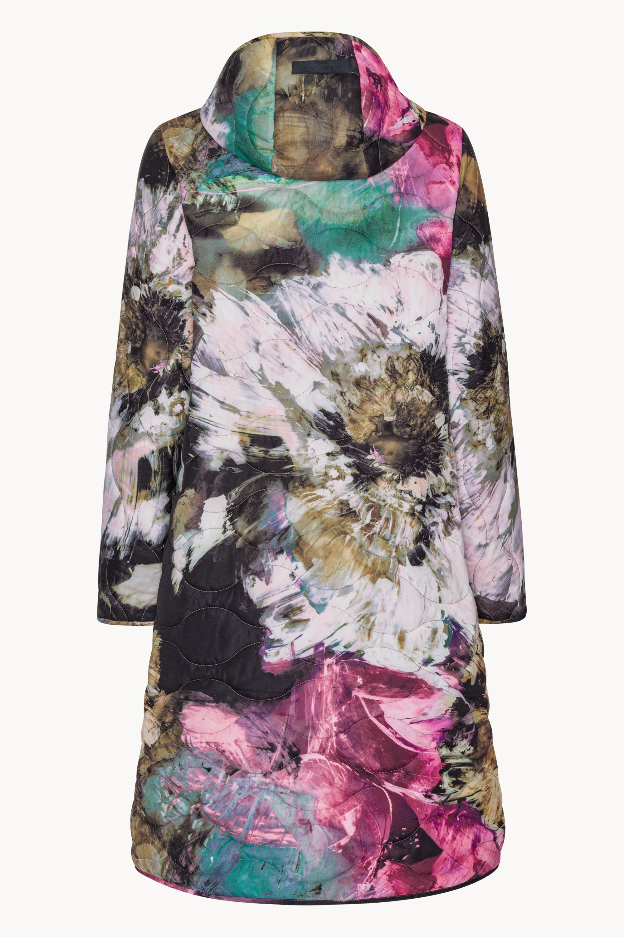 Langer Steppmantel - Artistic Flower Print