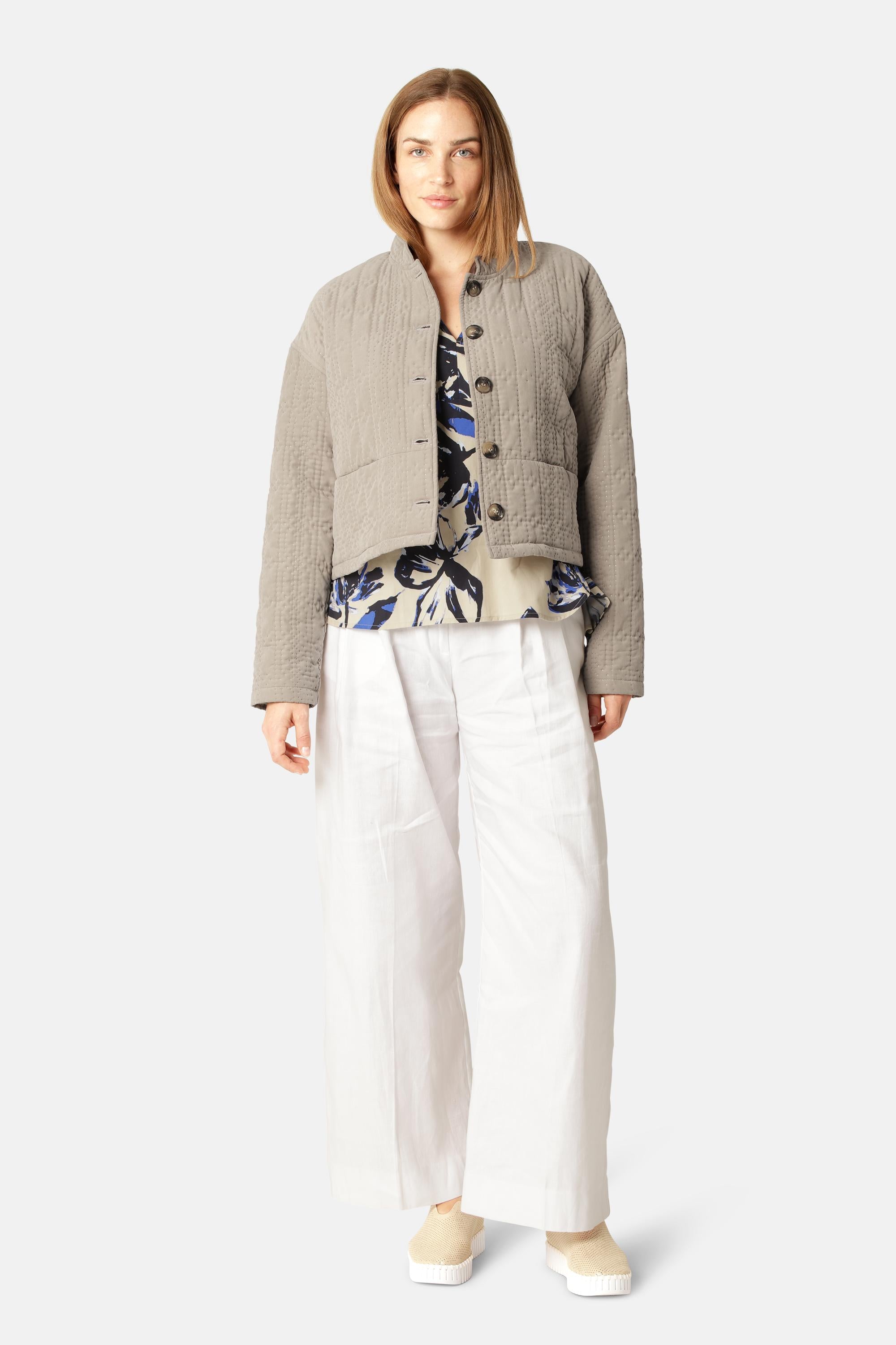 Kurze Steppjacke - Greige