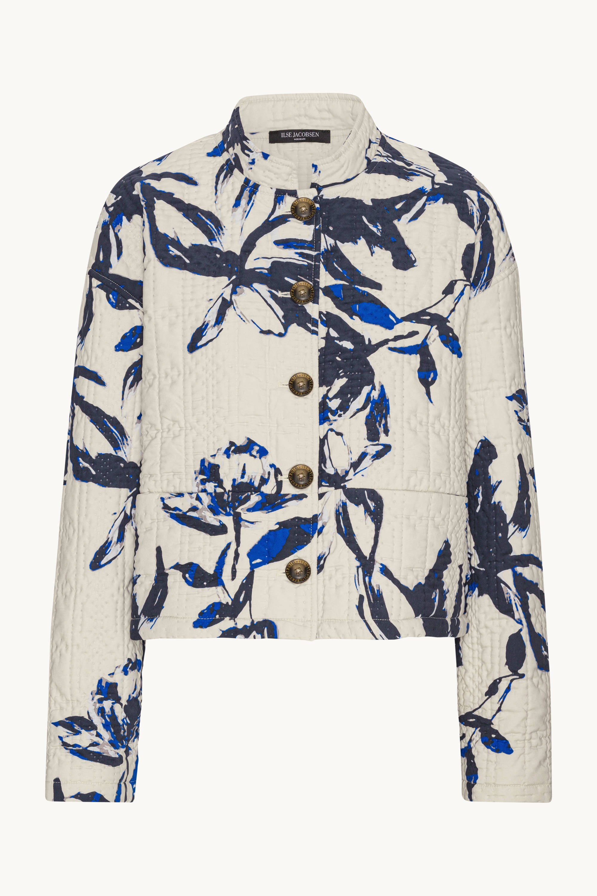 Kurze Steppjacke - Beige Artsy Stroke Flower