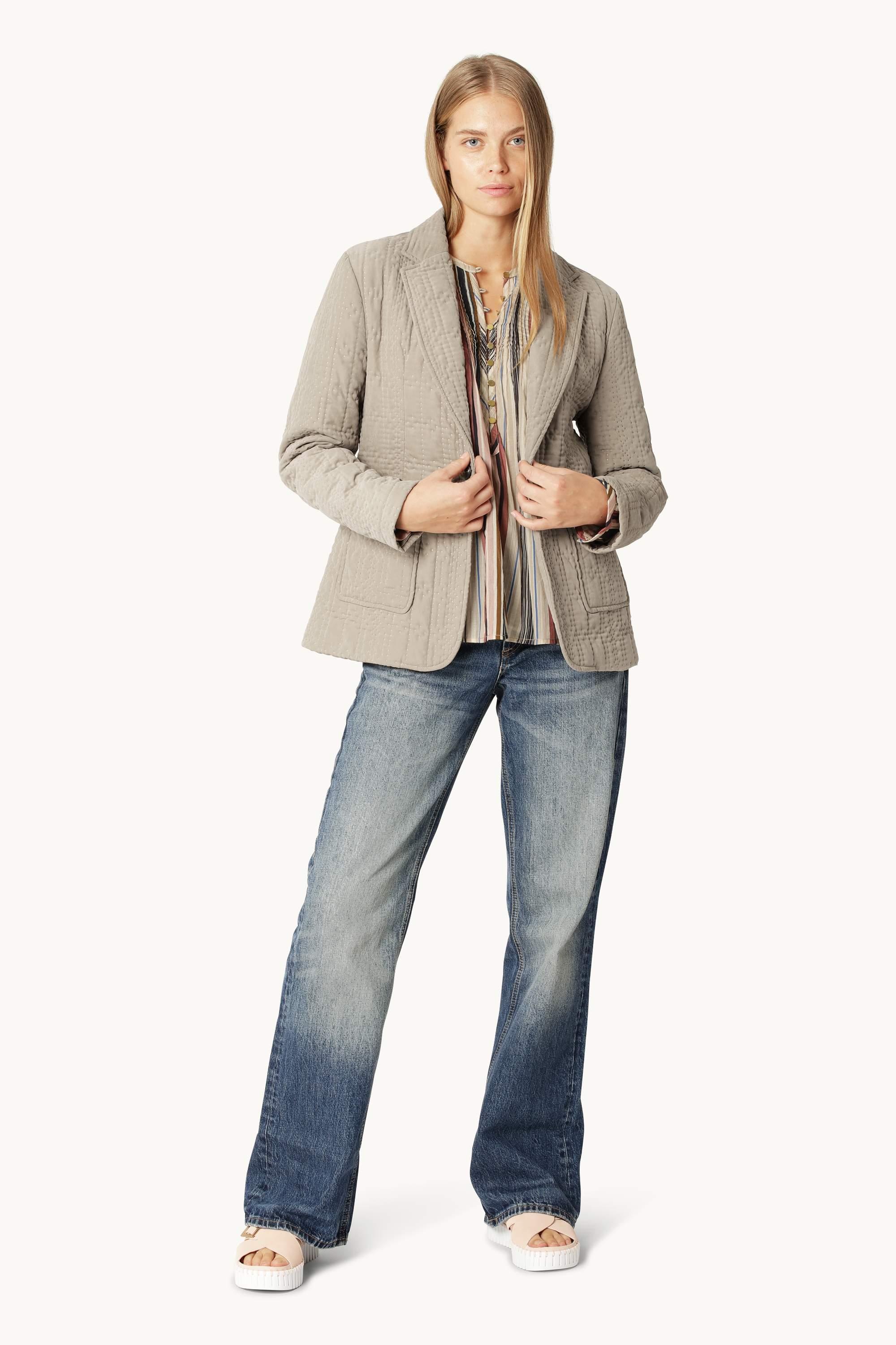 Gesteppter Blazer - Greige