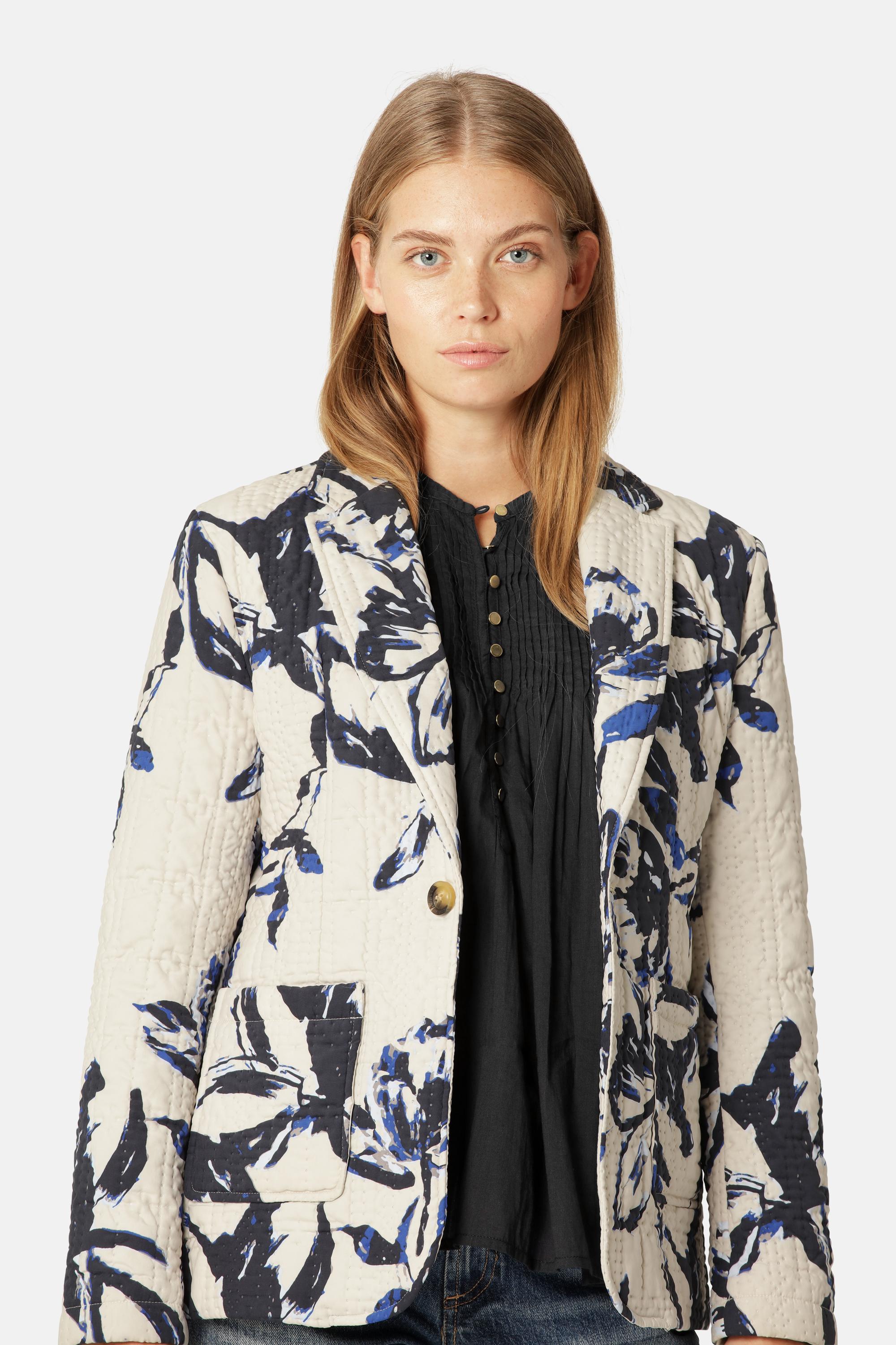 Gesteppter Blazer - Beige Artsy Stroke Flower
